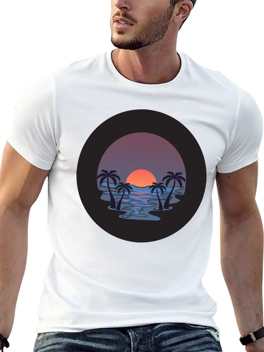 Sunset Palm T-Shirt - Tropical Vibe