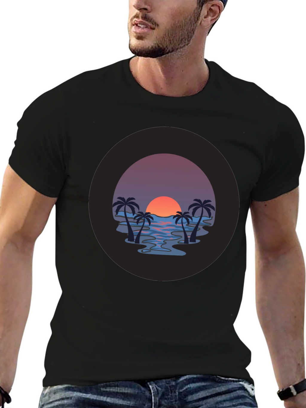 Sunset Palm T-Shirt - Tropical Vibe