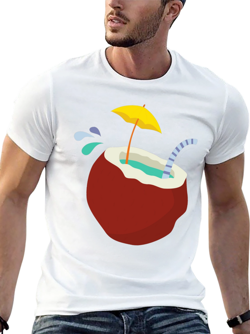 Tropical Coconut Drink T-Shirt - Vacation Vibes!