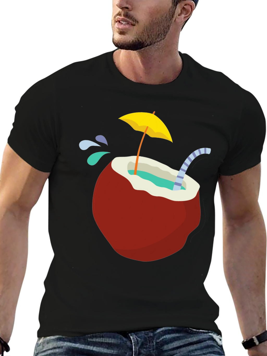 Tropical Coconut Drink T-Shirt - Vacation Vibes!