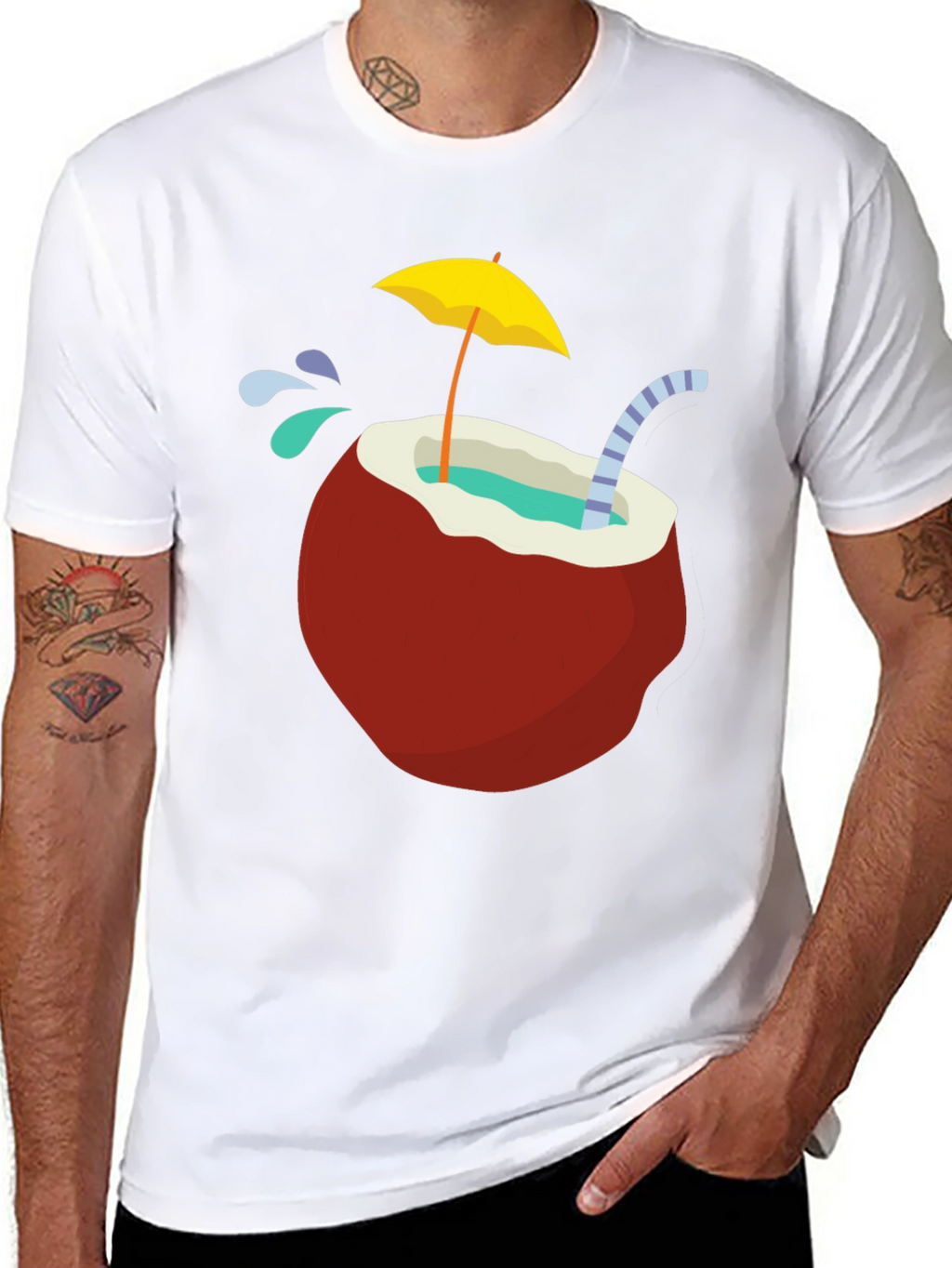 Tropical Coconut Drink T-Shirt - Vacation Vibes!