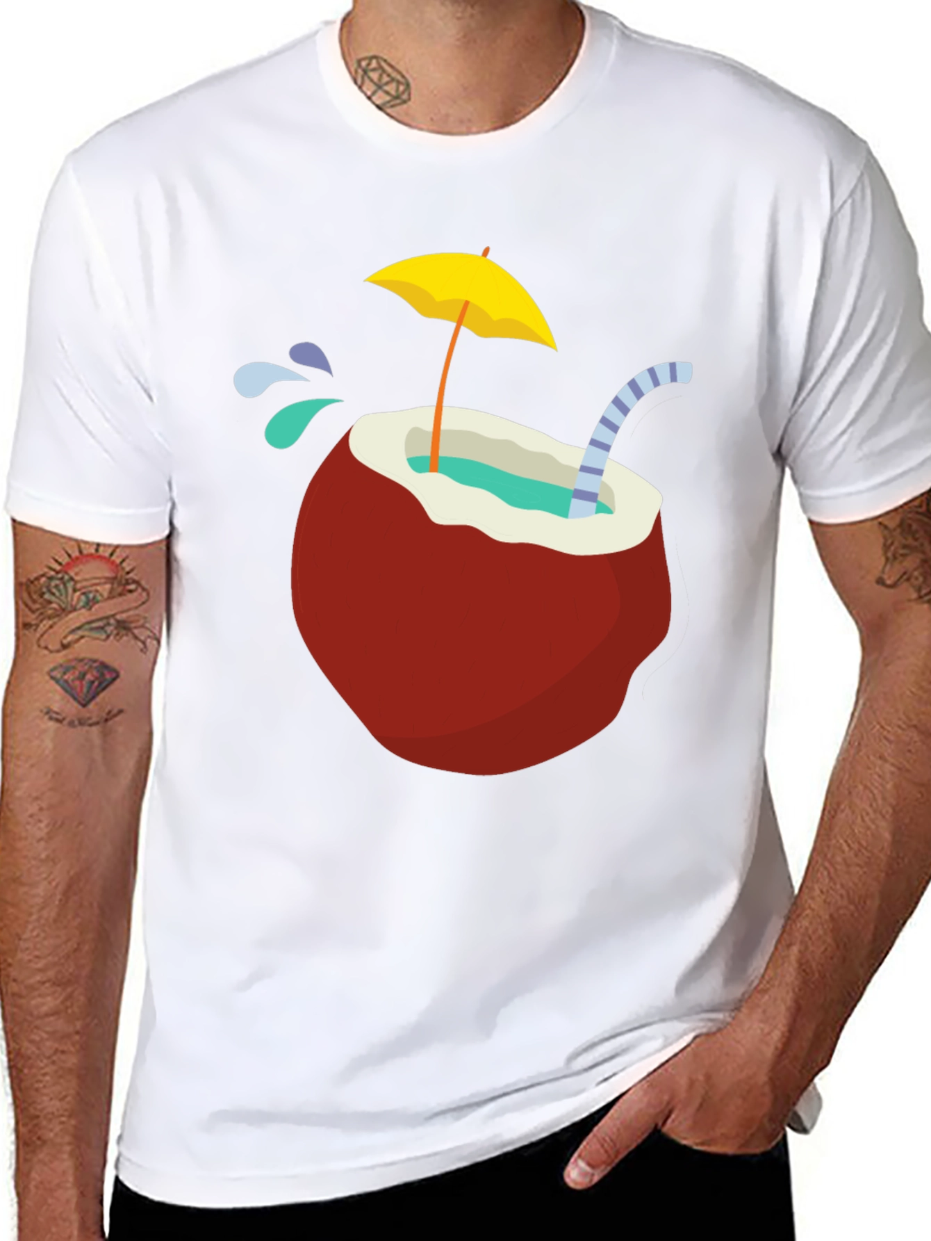Tropical Coconut Drink T-Shirt - Vacation Vibes!