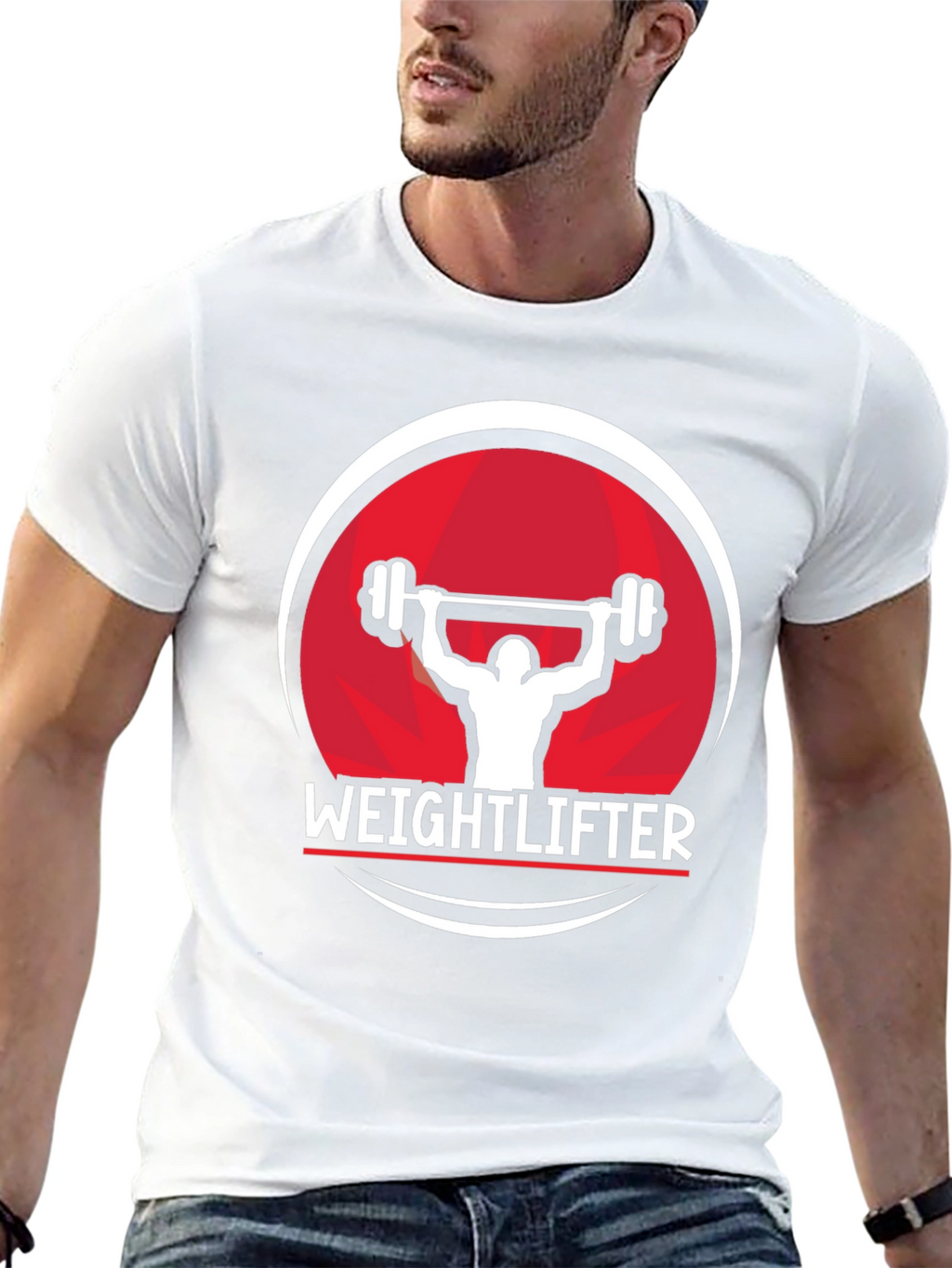 Weightlifter Graphic Tee - Black Cotton Fitness Shirt