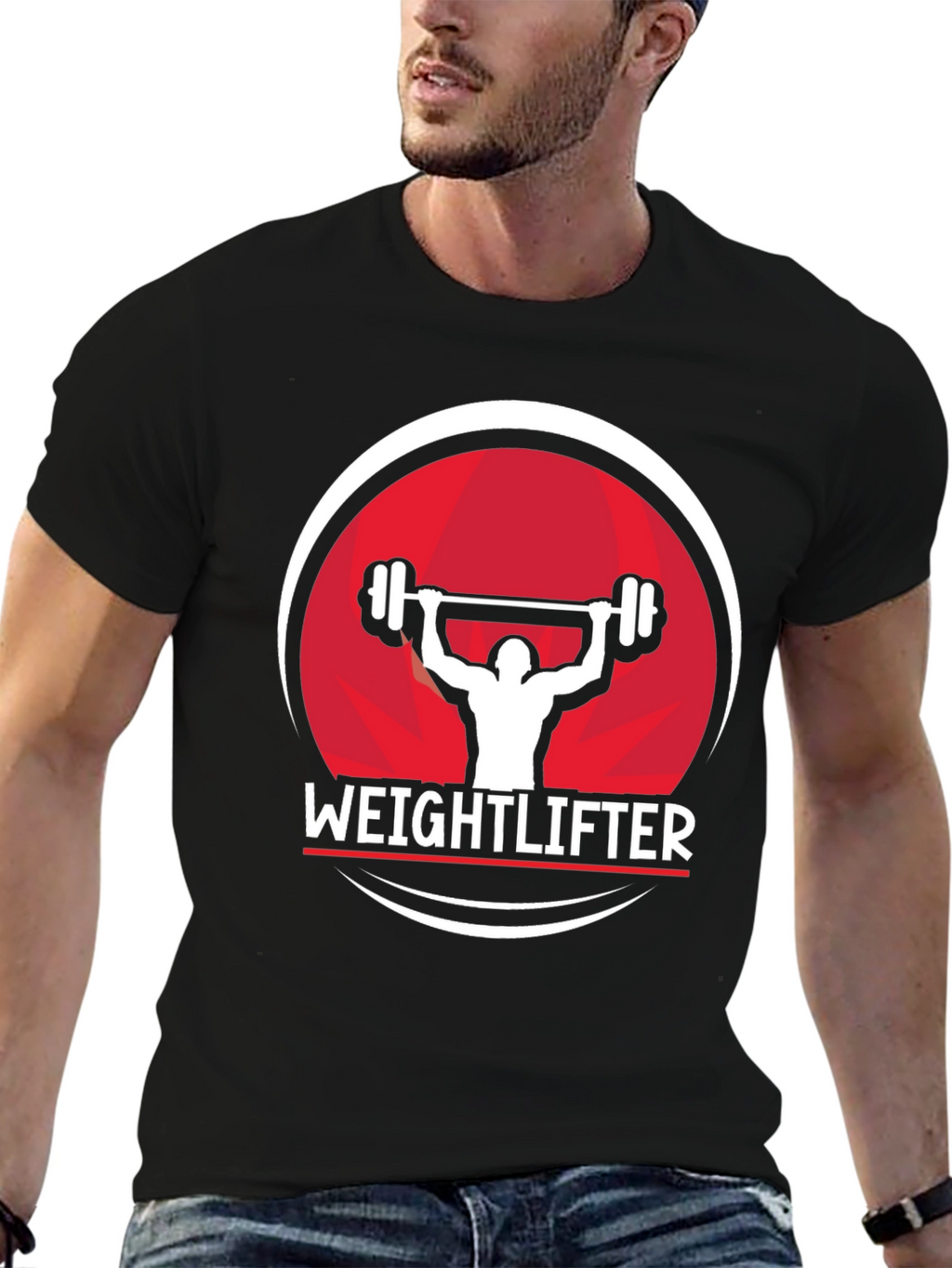 Weightlifter Graphic Tee - Black Cotton Fitness Shirt