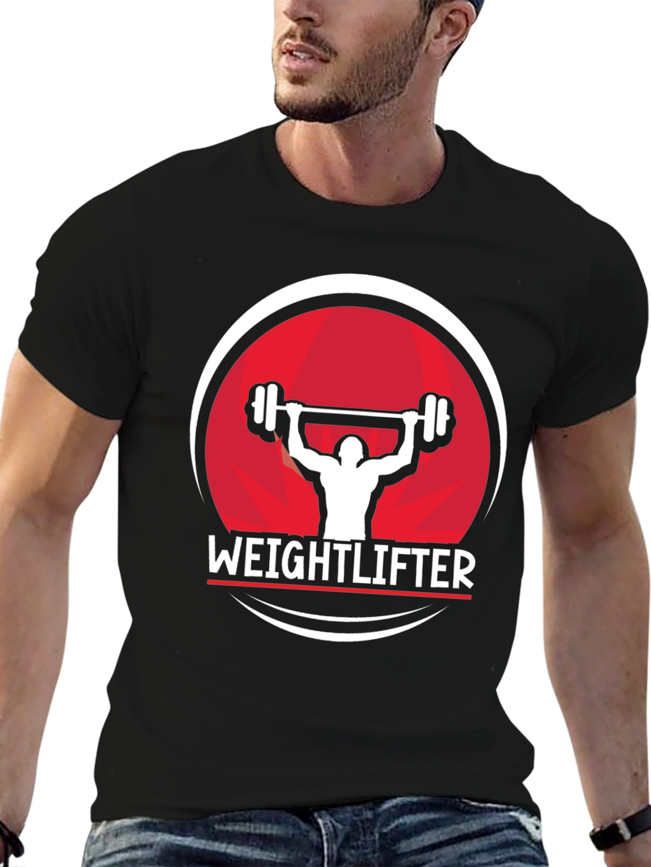 Weightlifter Graphic Tee - Black Cotton Fitness Shirt