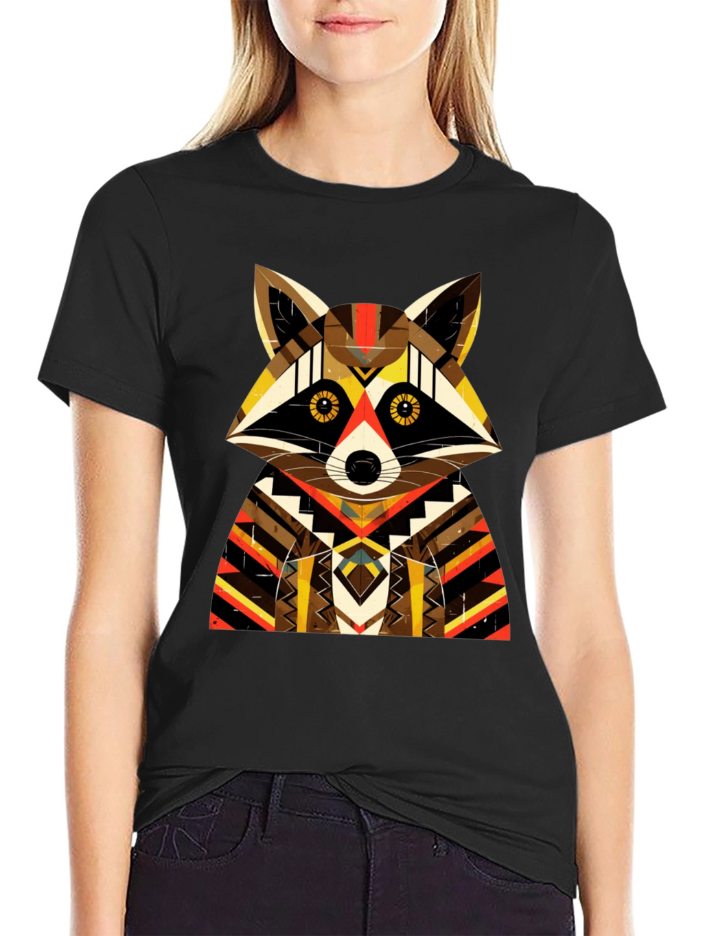 Geometric Raccoon Graphic Tee - Unique Design