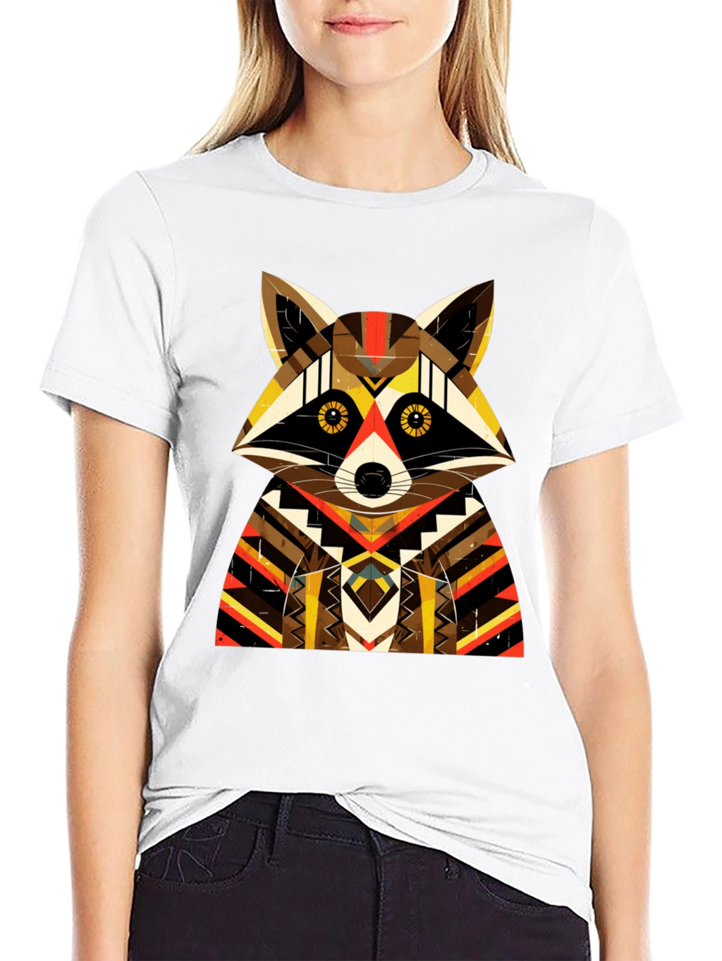 Geometric Raccoon Graphic Tee - Unique Design