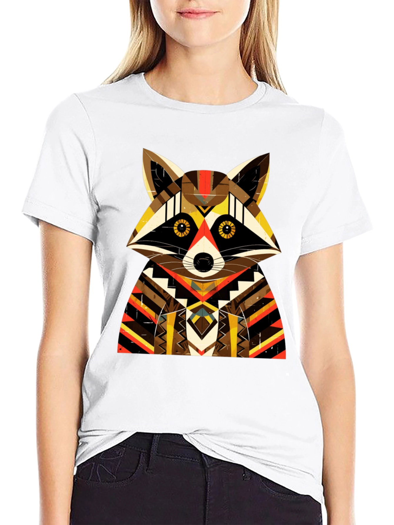 Geometric Raccoon Graphic Tee - Unique Design