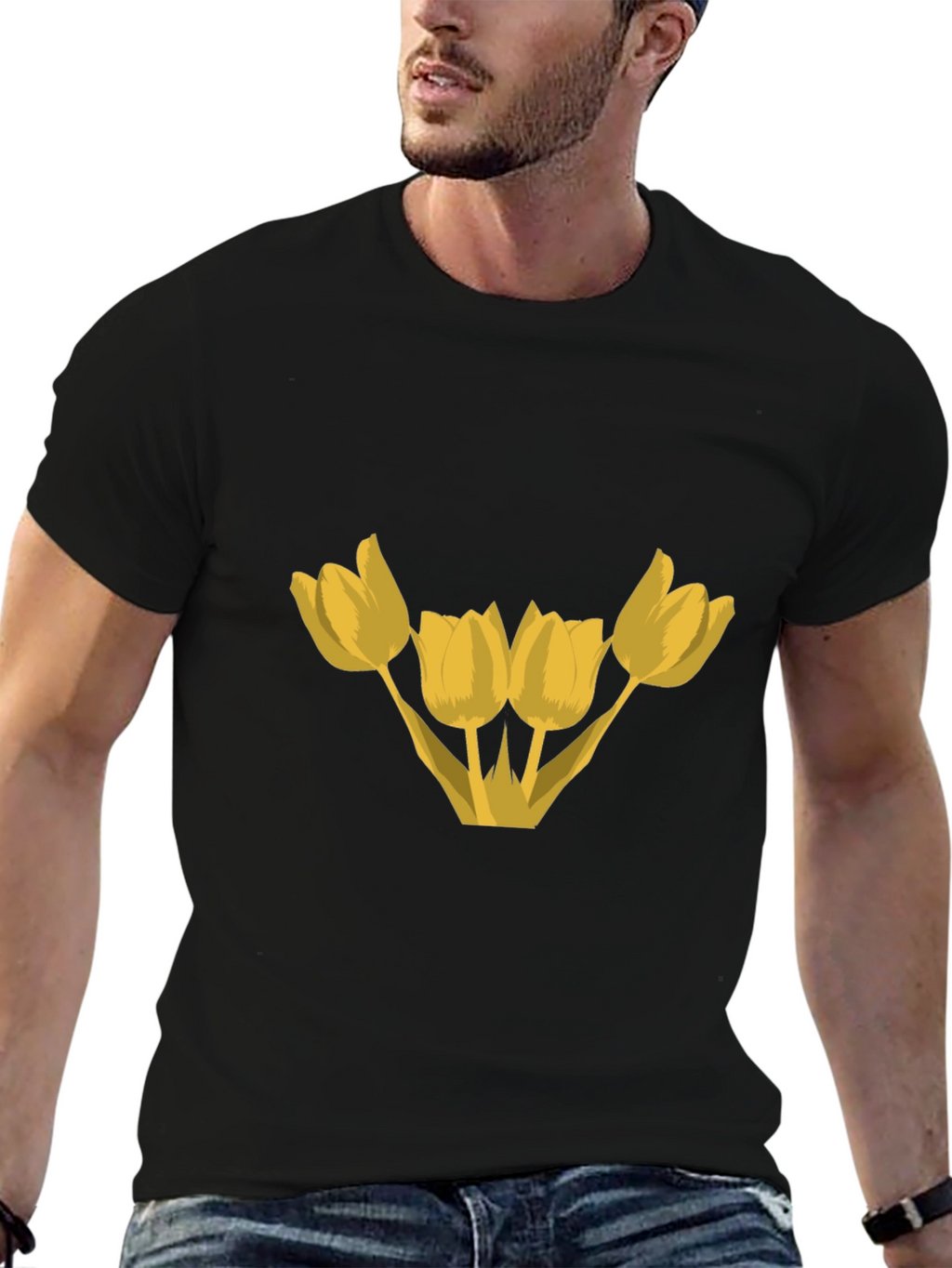 Floral Graphic T-Shirt - Yellow Tulips