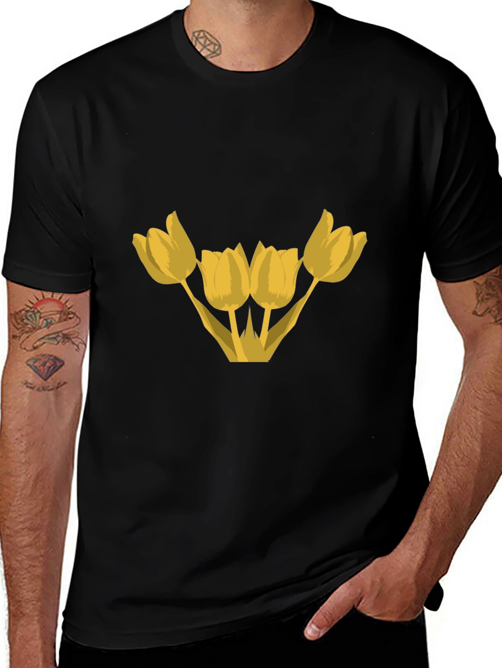 Floral Graphic T-Shirt - Yellow Tulips