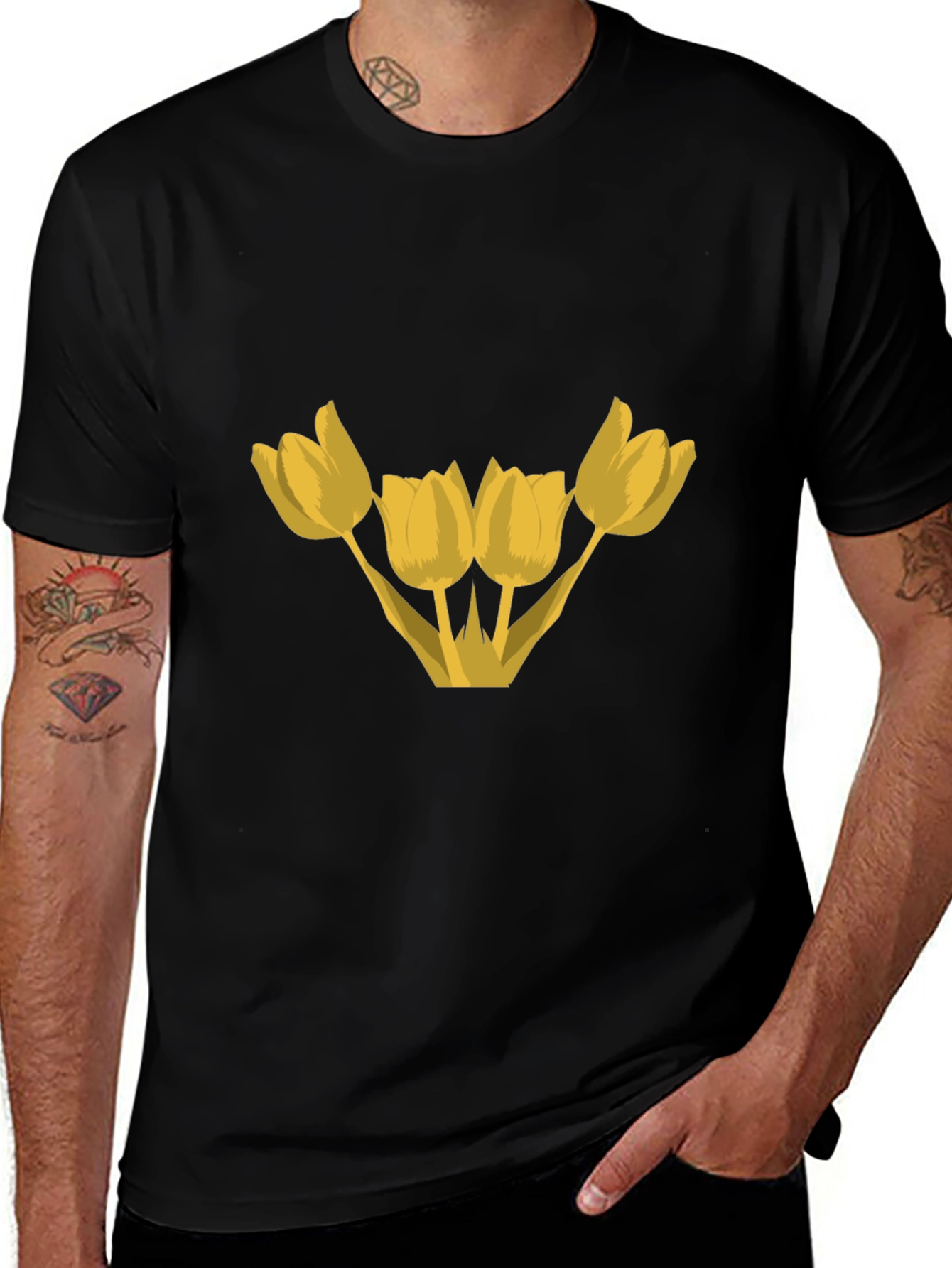 Floral Graphic T-Shirt - Yellow Tulips