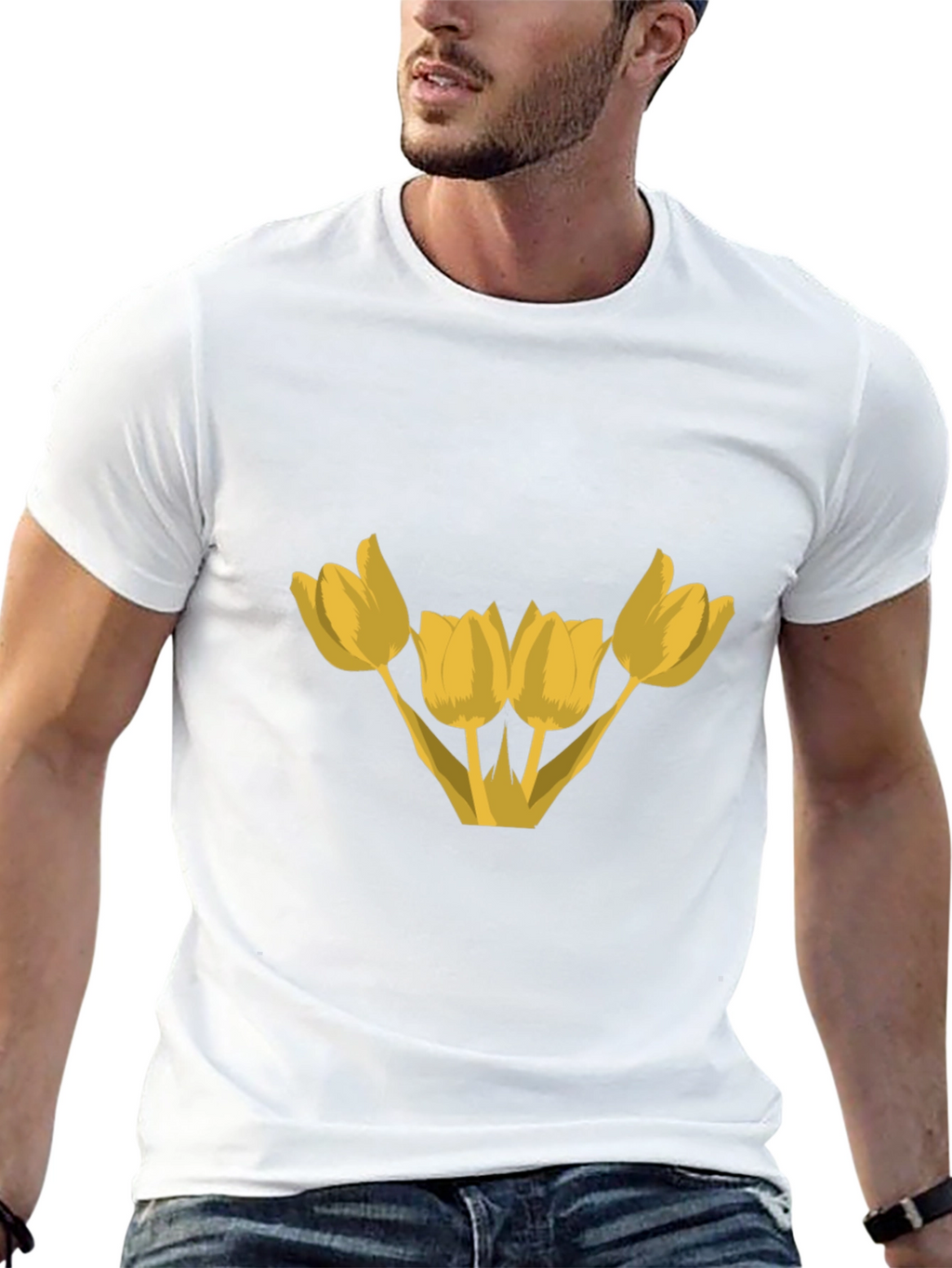 Floral Graphic T-Shirt - Yellow Tulips