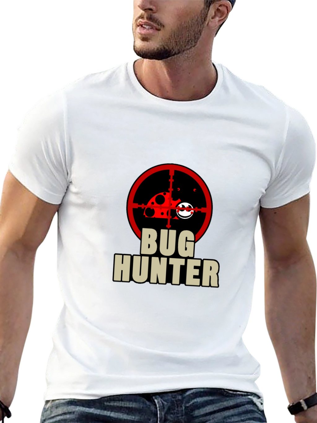 Bug Hunter Graphic Tee - Black Cotton T-Shirt
