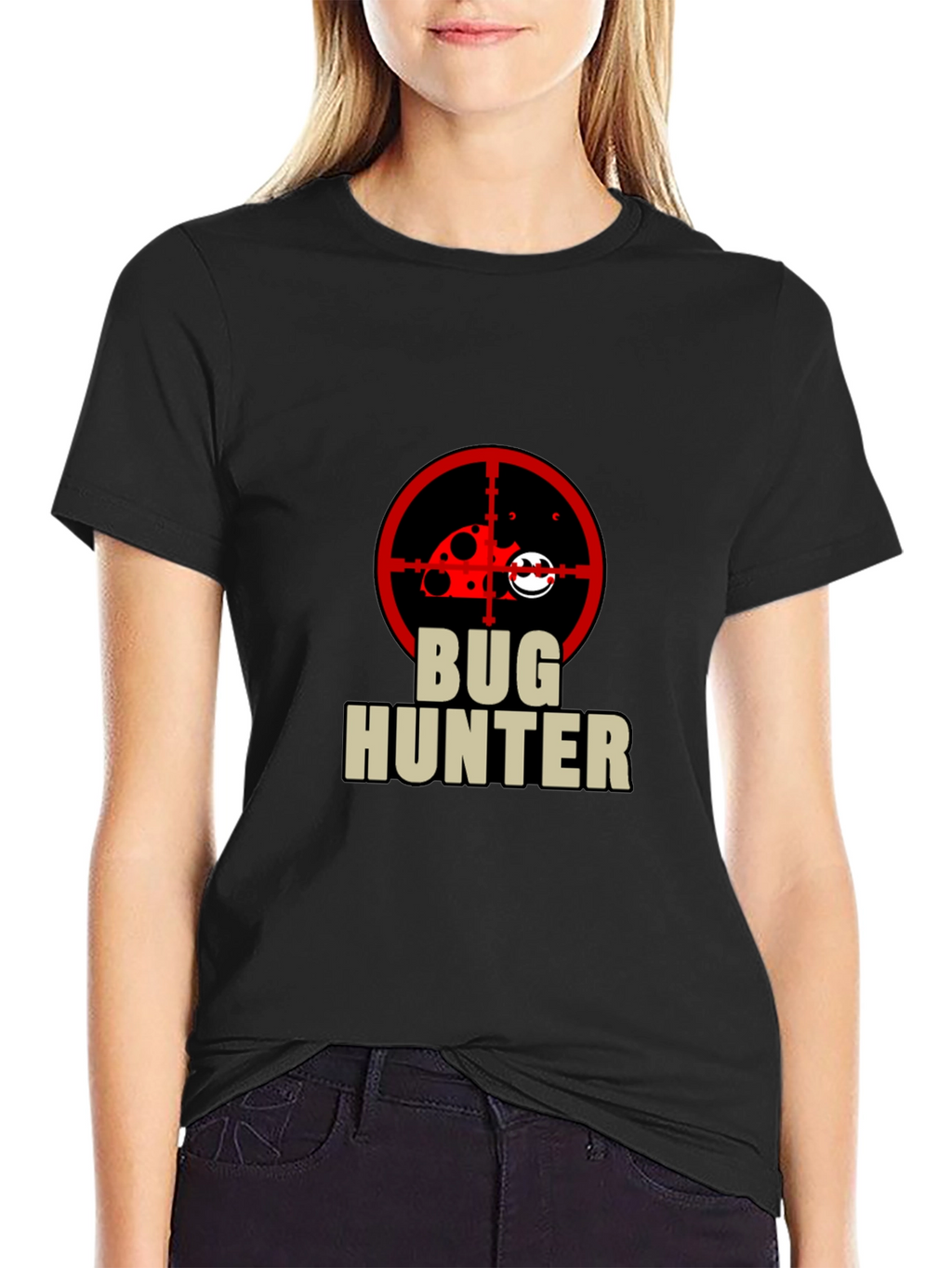 Bug Hunter Graphic Tee - Black Cotton T-Shirt