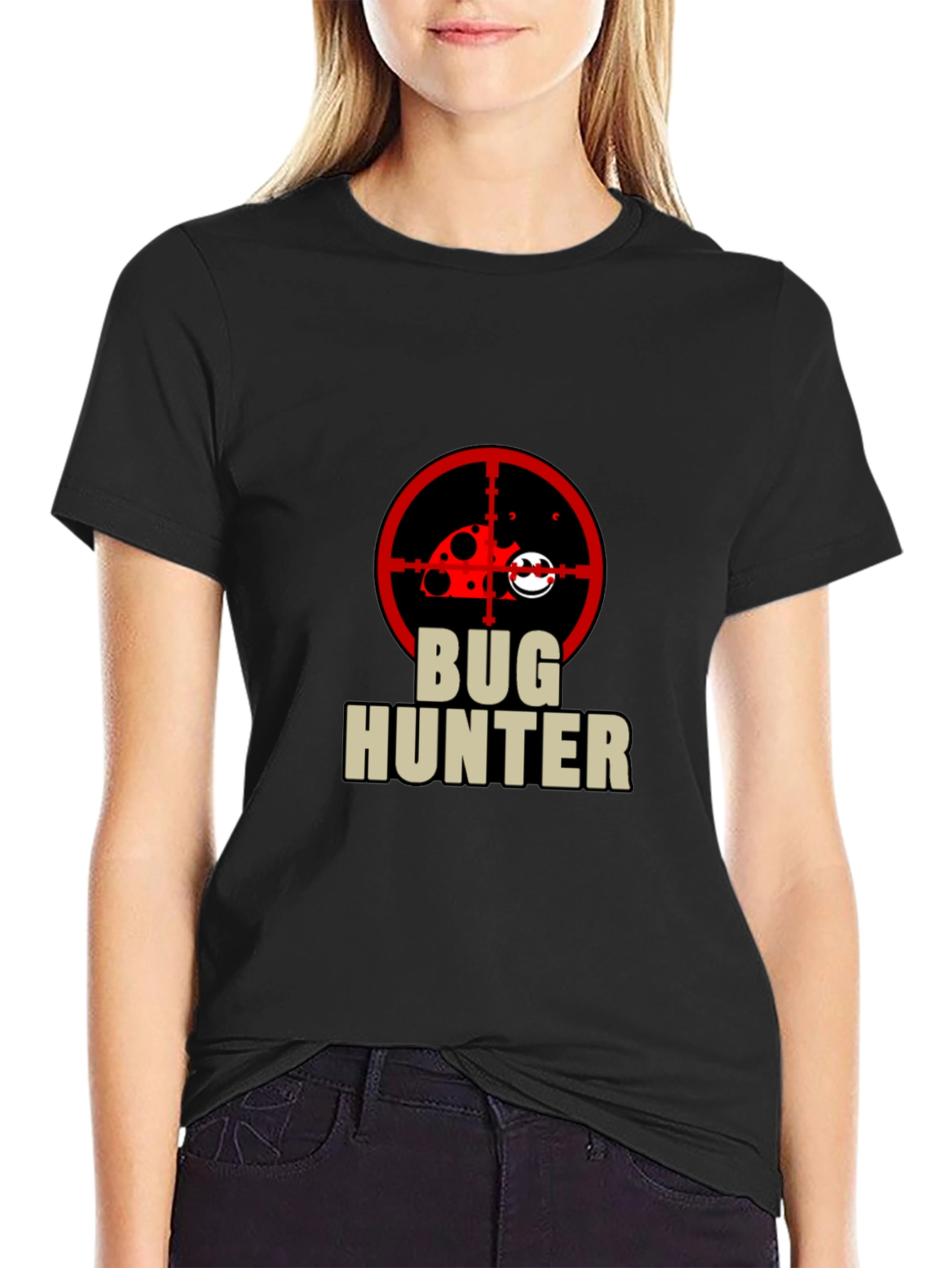 Bug Hunter Graphic Tee - Black Cotton T-Shirt