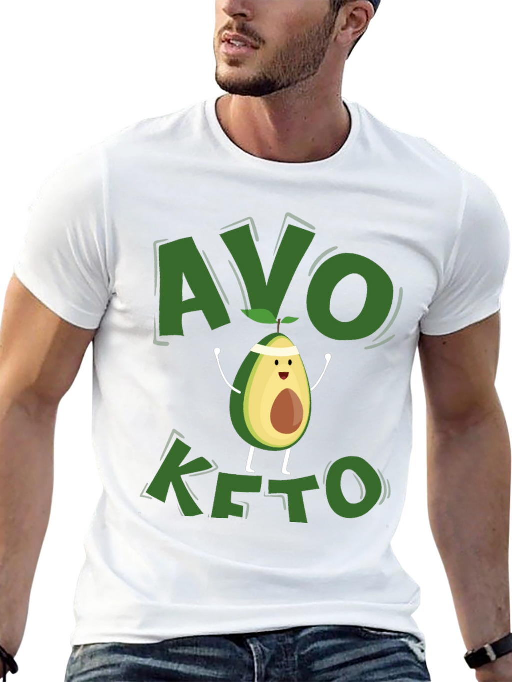 Avo Keto Black T-Shirt - Avocado Cartoon Design