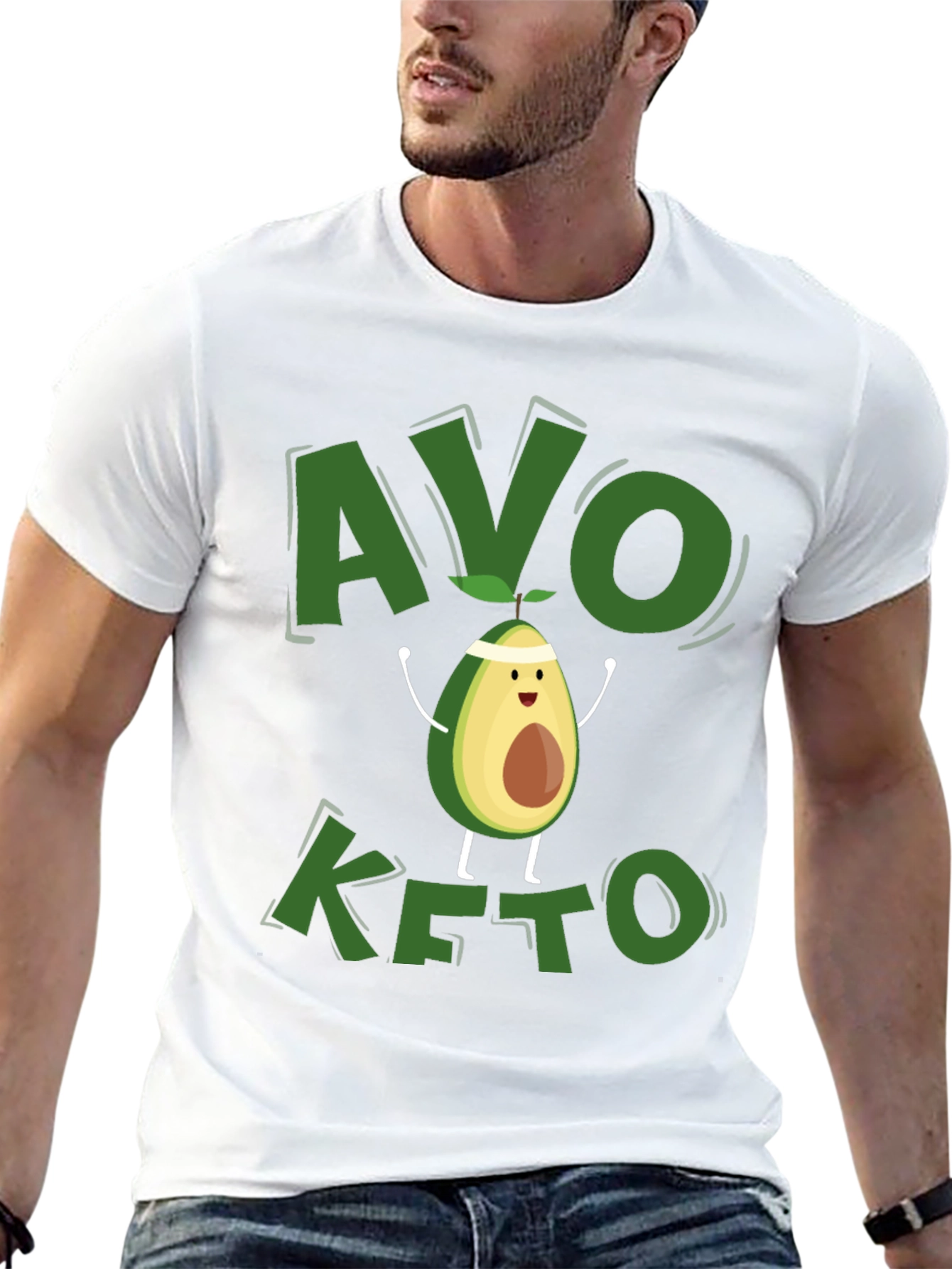 Avo Keto Black T-Shirt - Avocado Cartoon Design