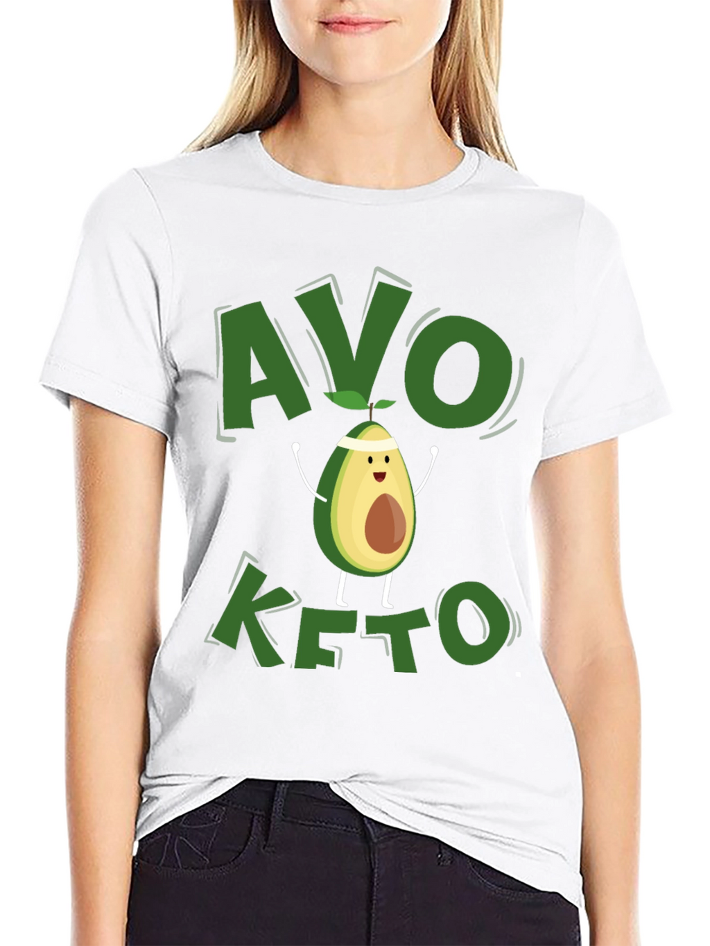Avo Keto Black T-Shirt - Avocado Cartoon Design