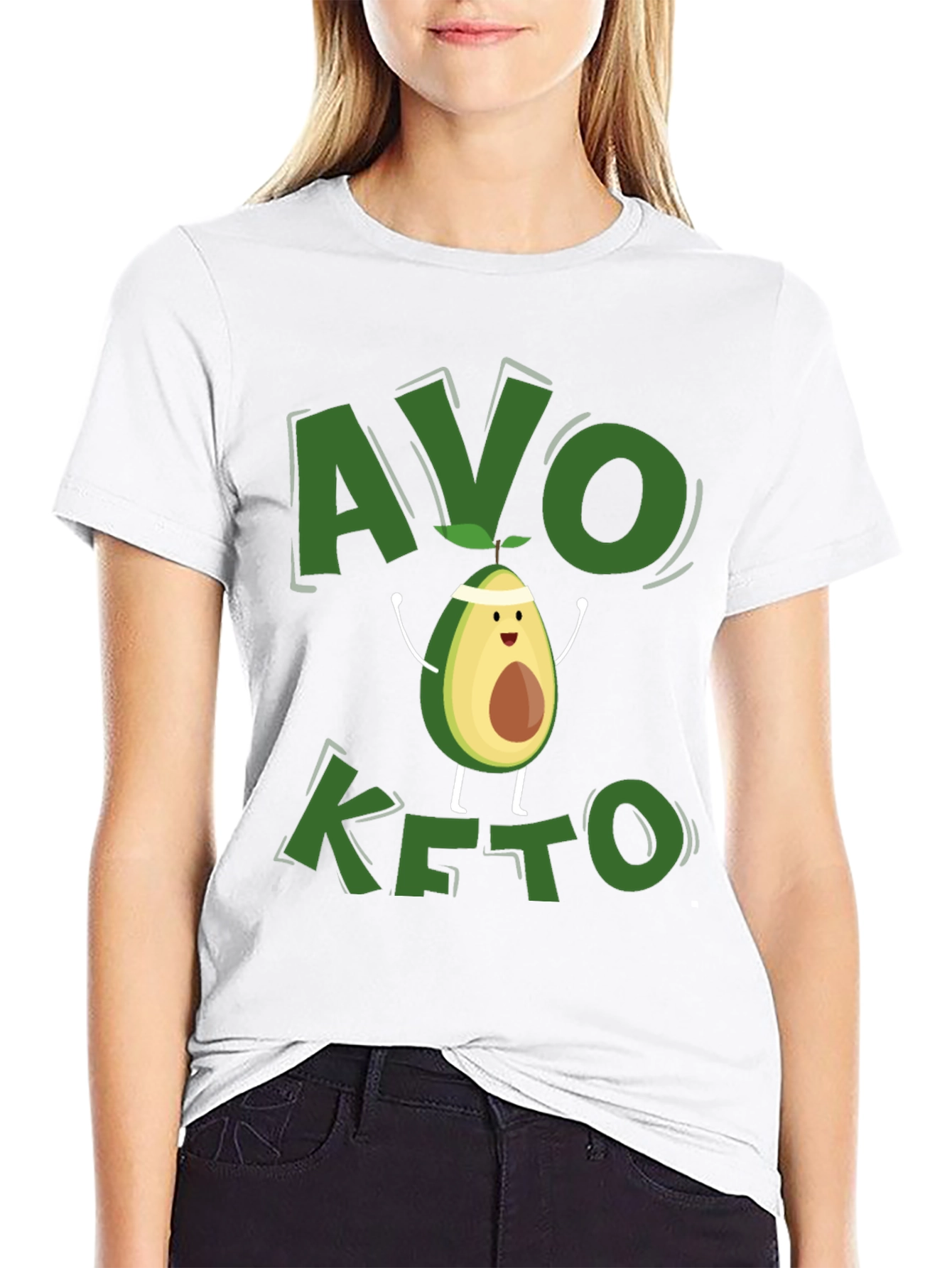 Avo Keto Black T-Shirt - Avocado Cartoon Design