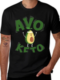 Avo Keto Black T-Shirt - Avocado Cartoon Design