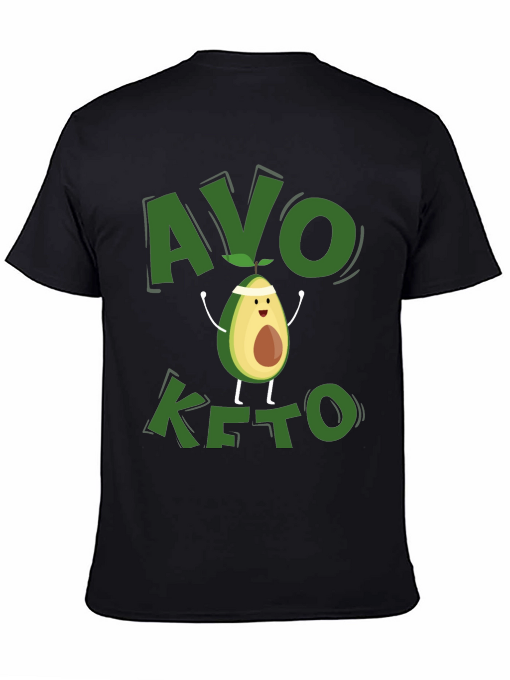 Avo Keto Black T-Shirt - Avocado Cartoon Design