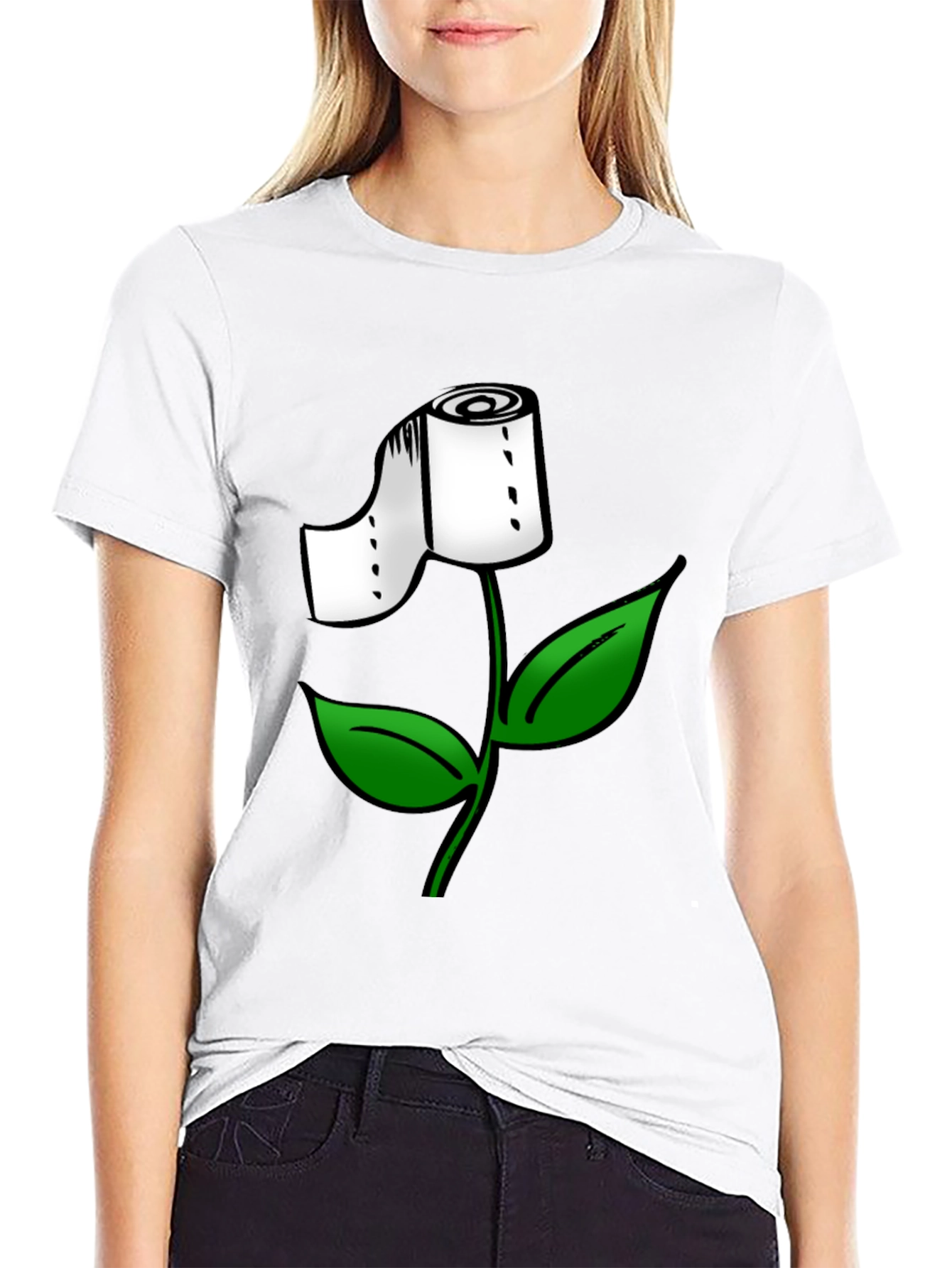 Toilet Paper Flower Graphic T-Shirt
