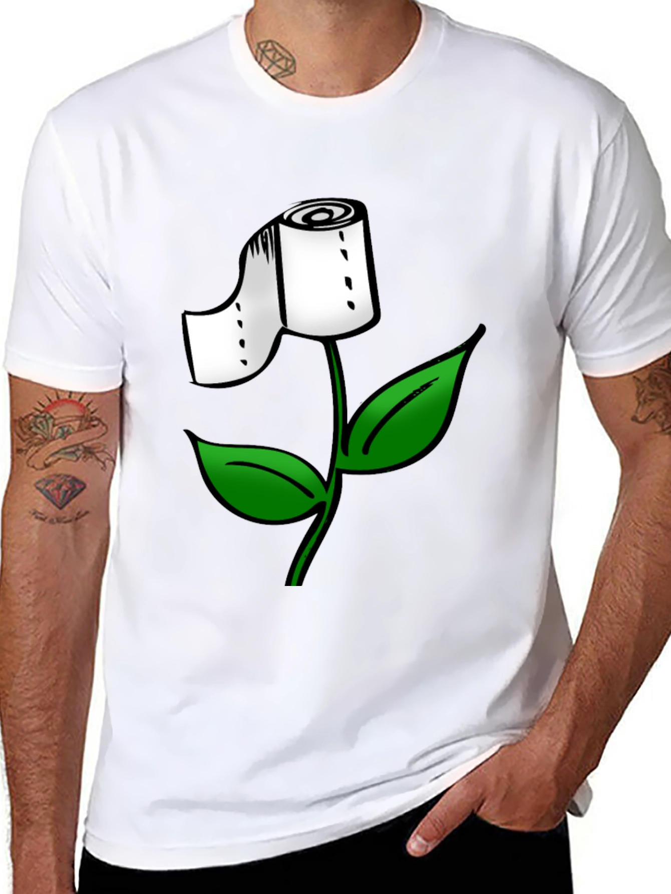 Toilet Paper Flower Graphic T-Shirt
