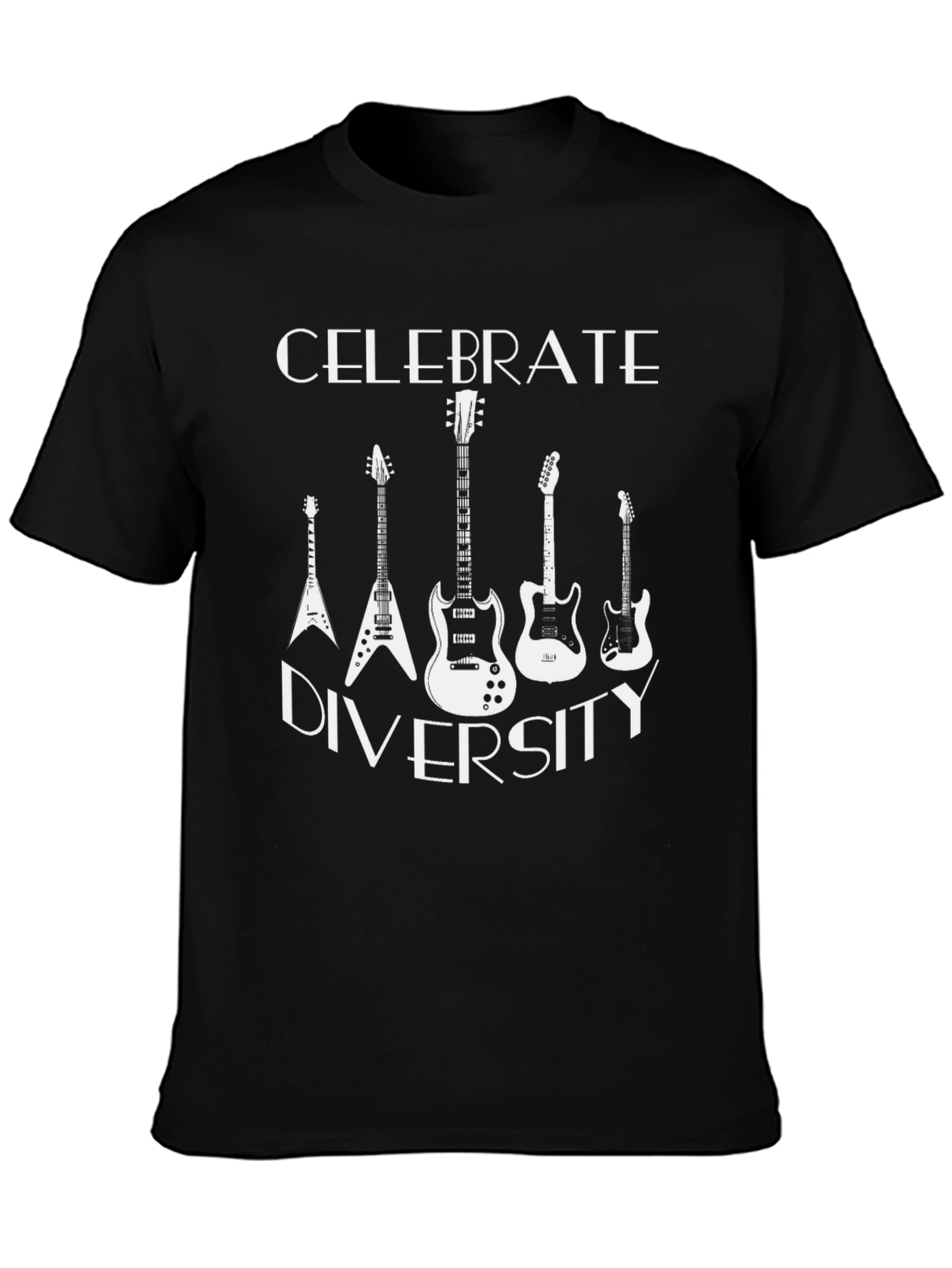 Celebrate Diversity Guitar Graphic Tee - Black