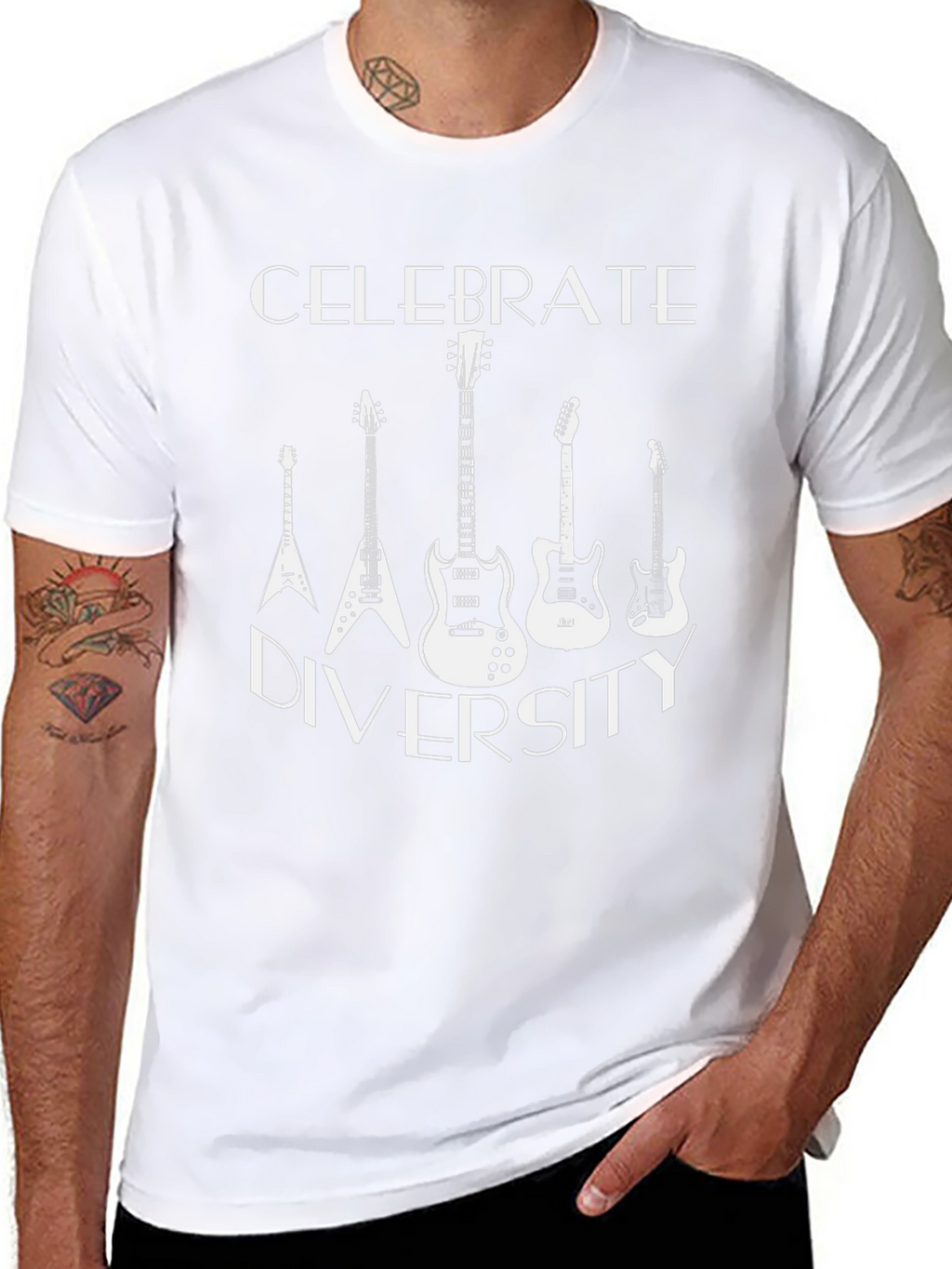 Celebrate Diversity Guitar Graphic Tee - Black