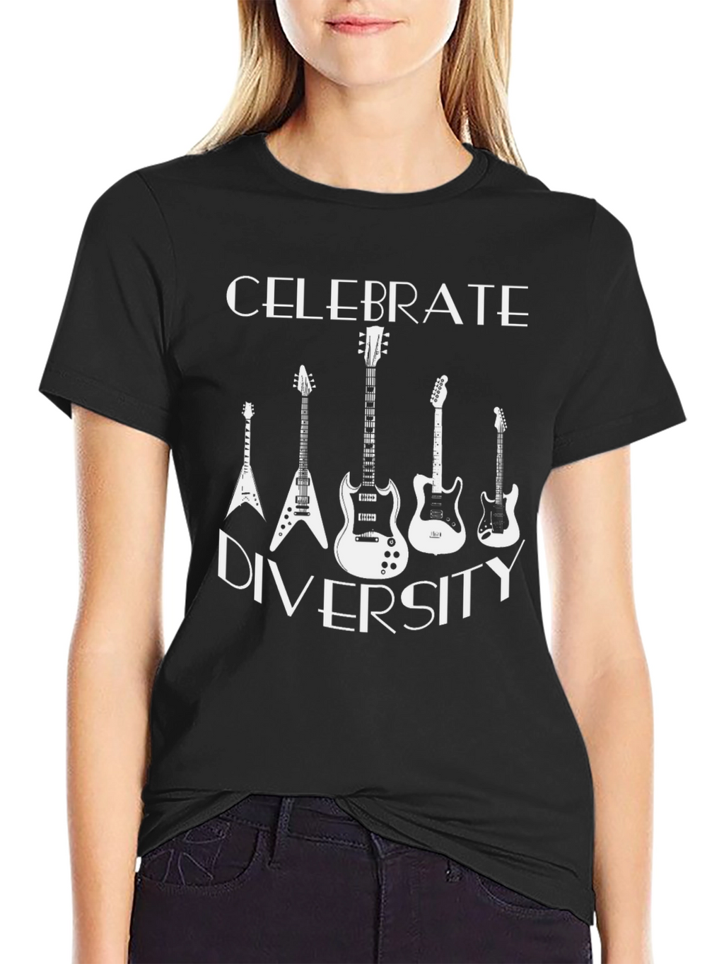 Celebrate Diversity Guitar Graphic Tee - Black