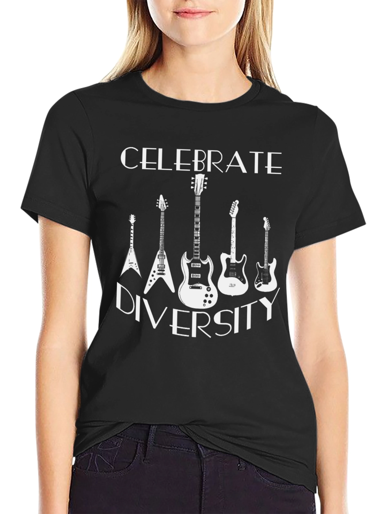 Celebrate Diversity Guitar Graphic Tee - Black
