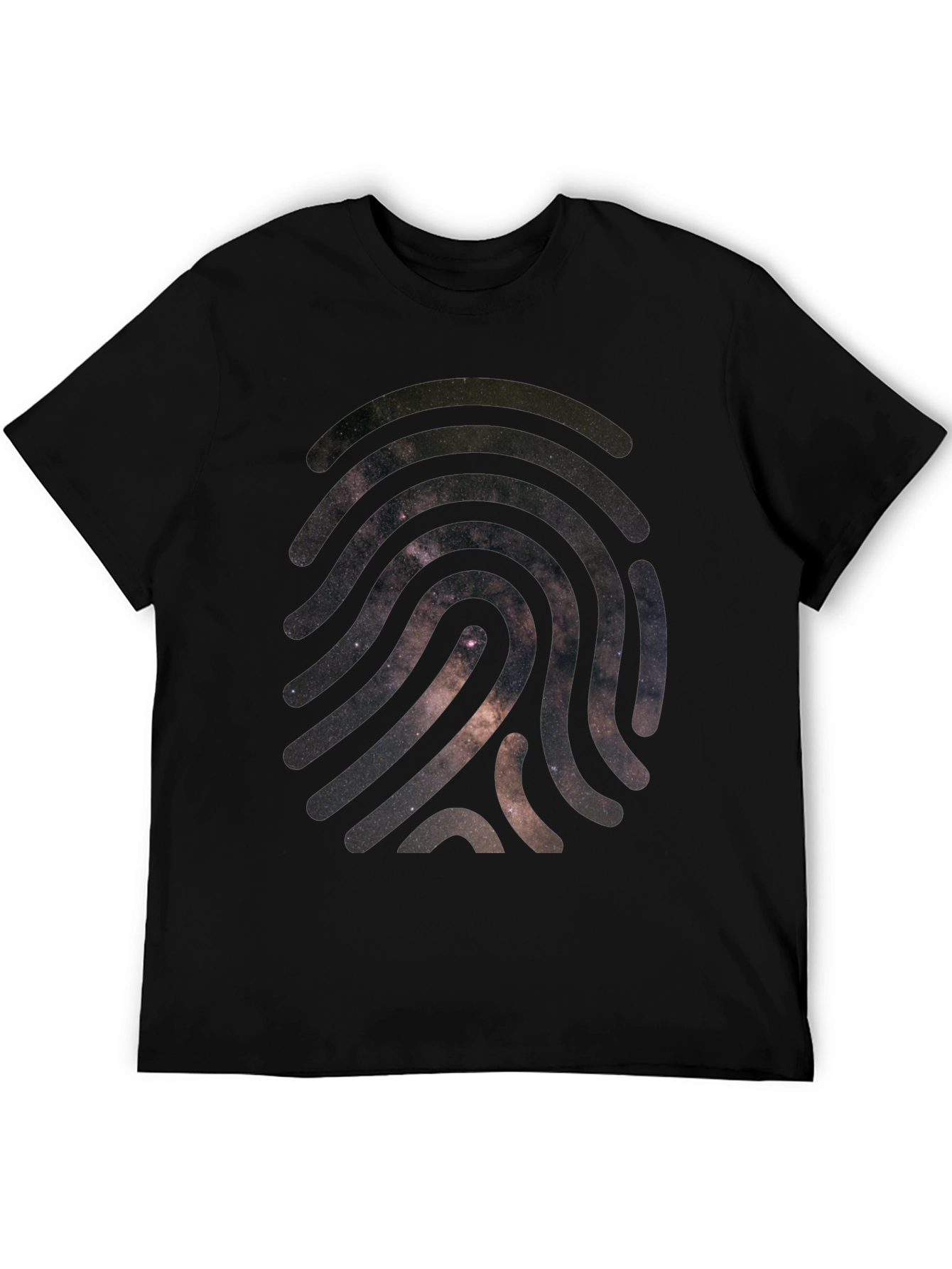 Cosmic Fingerprint Graphic Tee - Black Cotton Blend