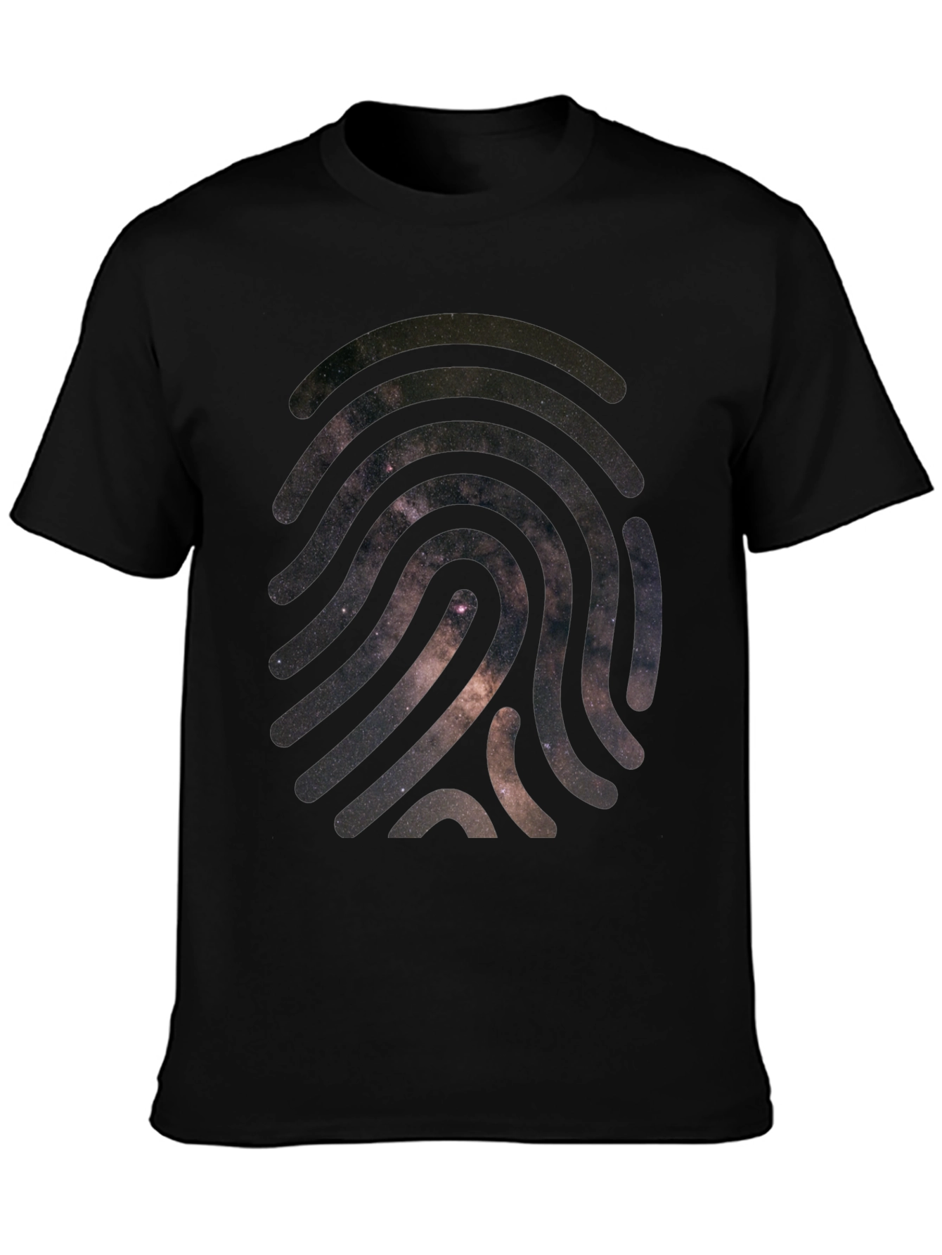 Cosmic Fingerprint Graphic Tee - Black Cotton Blend