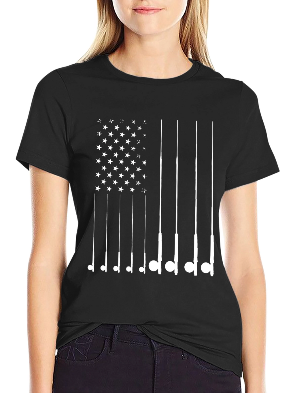 American Flag Fishing Rod T-Shirt