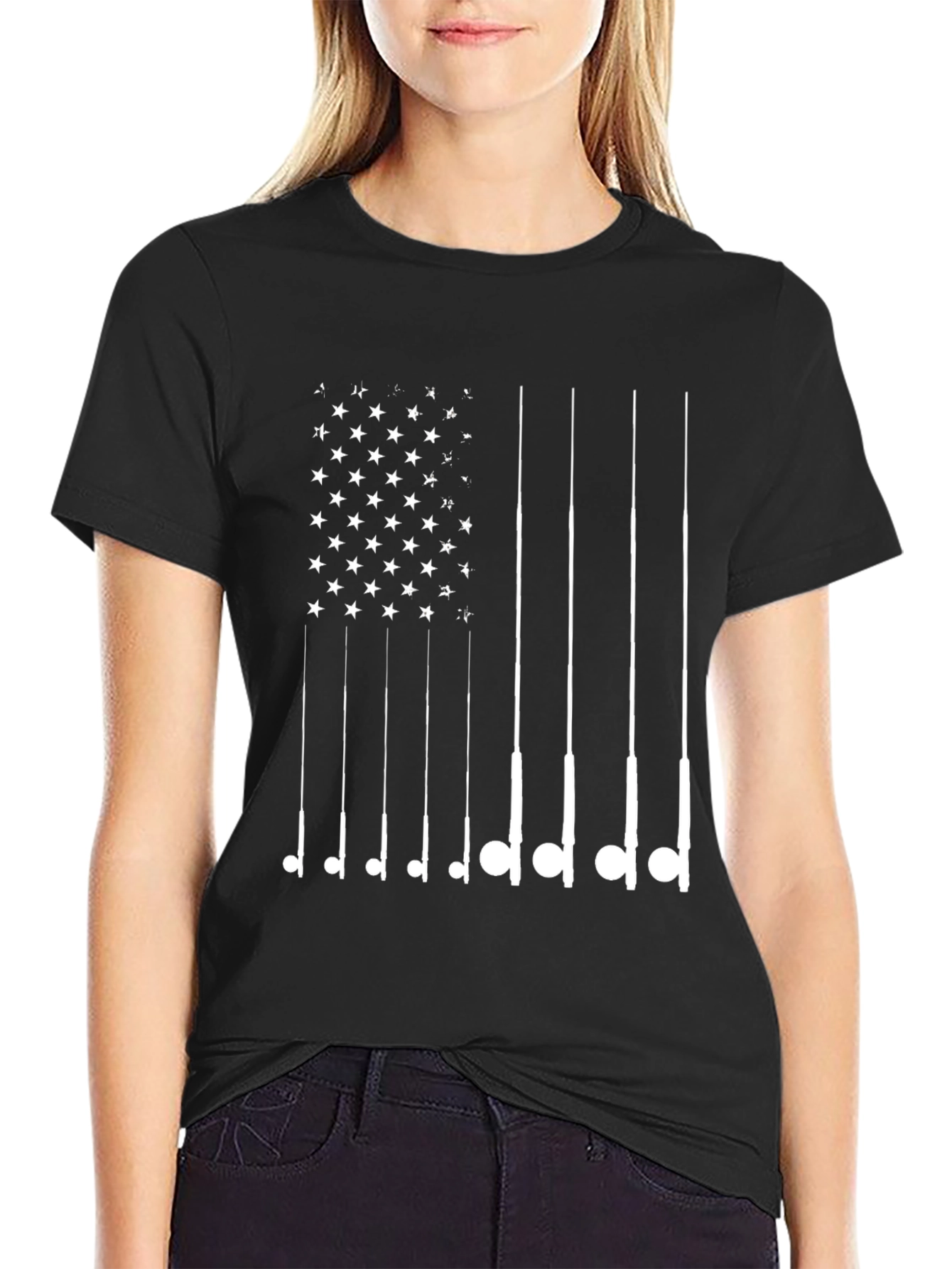 American Flag Fishing Rod T-Shirt