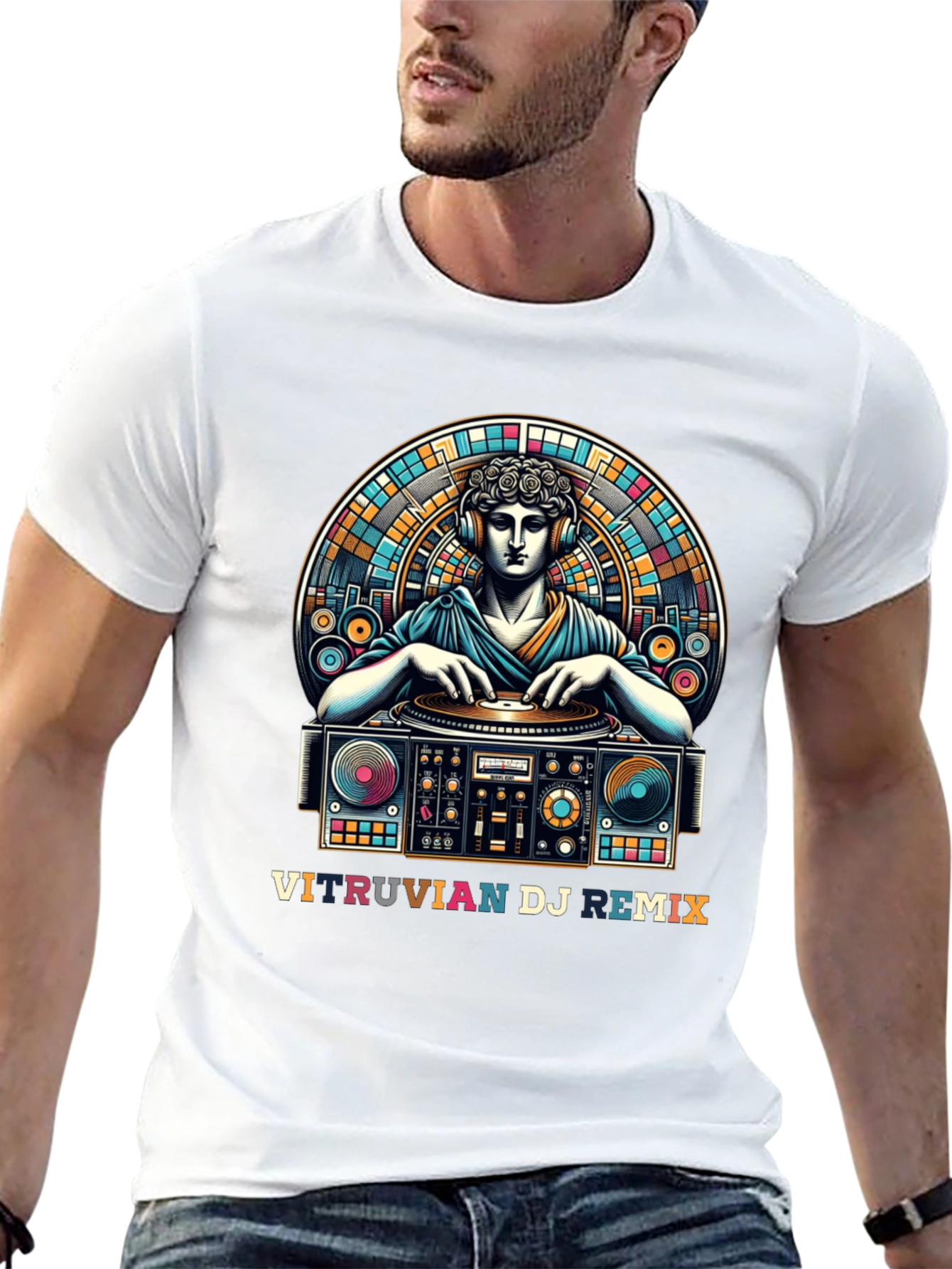 Vitruvian DJ Remix Graphic Tee