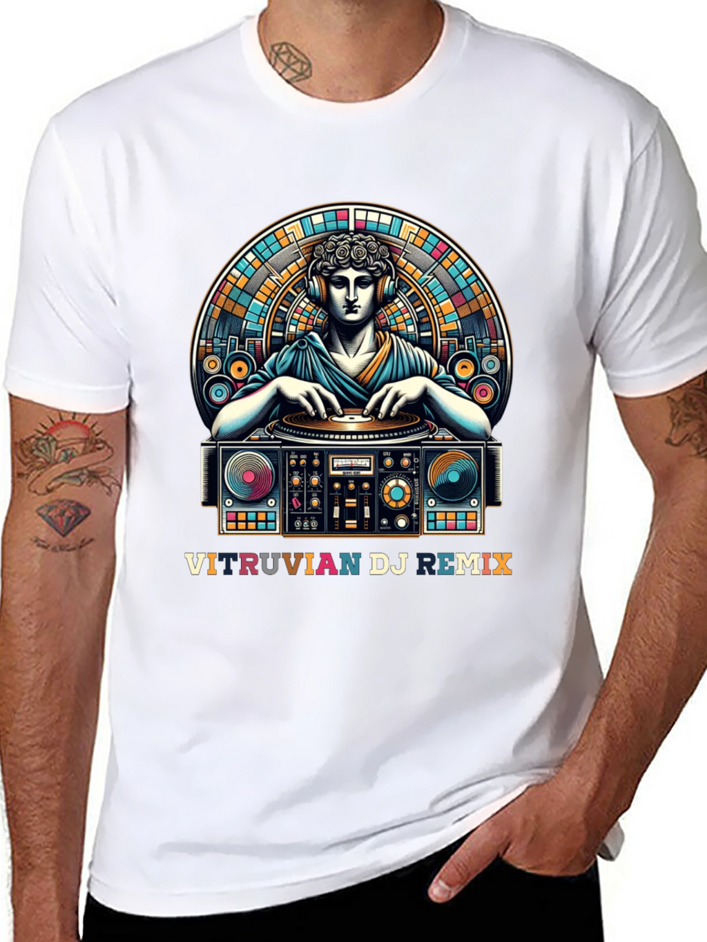 Vitruvian DJ Remix Graphic Tee