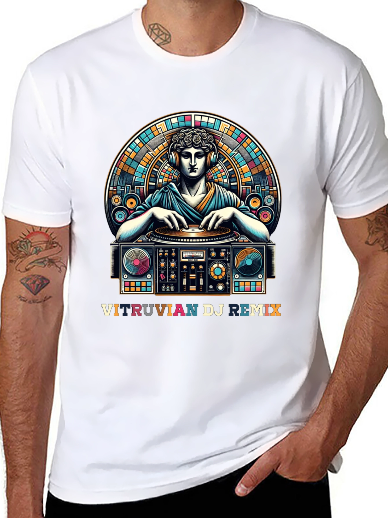 Vitruvian DJ Remix Graphic Tee