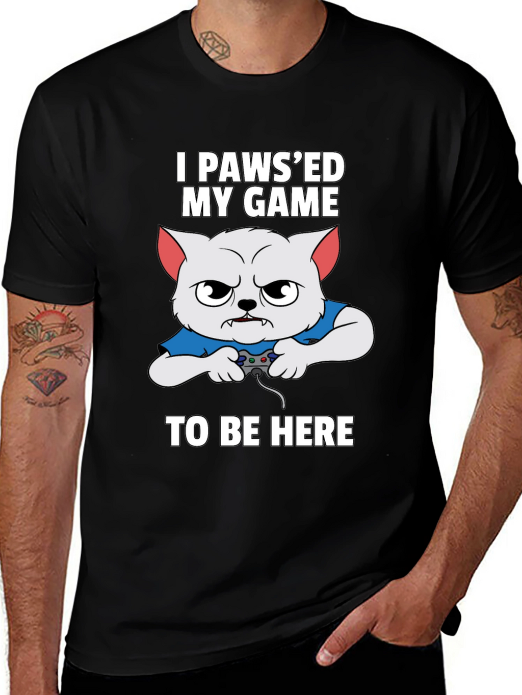 I Pawsed My Game Gamer Cat T-Shirt