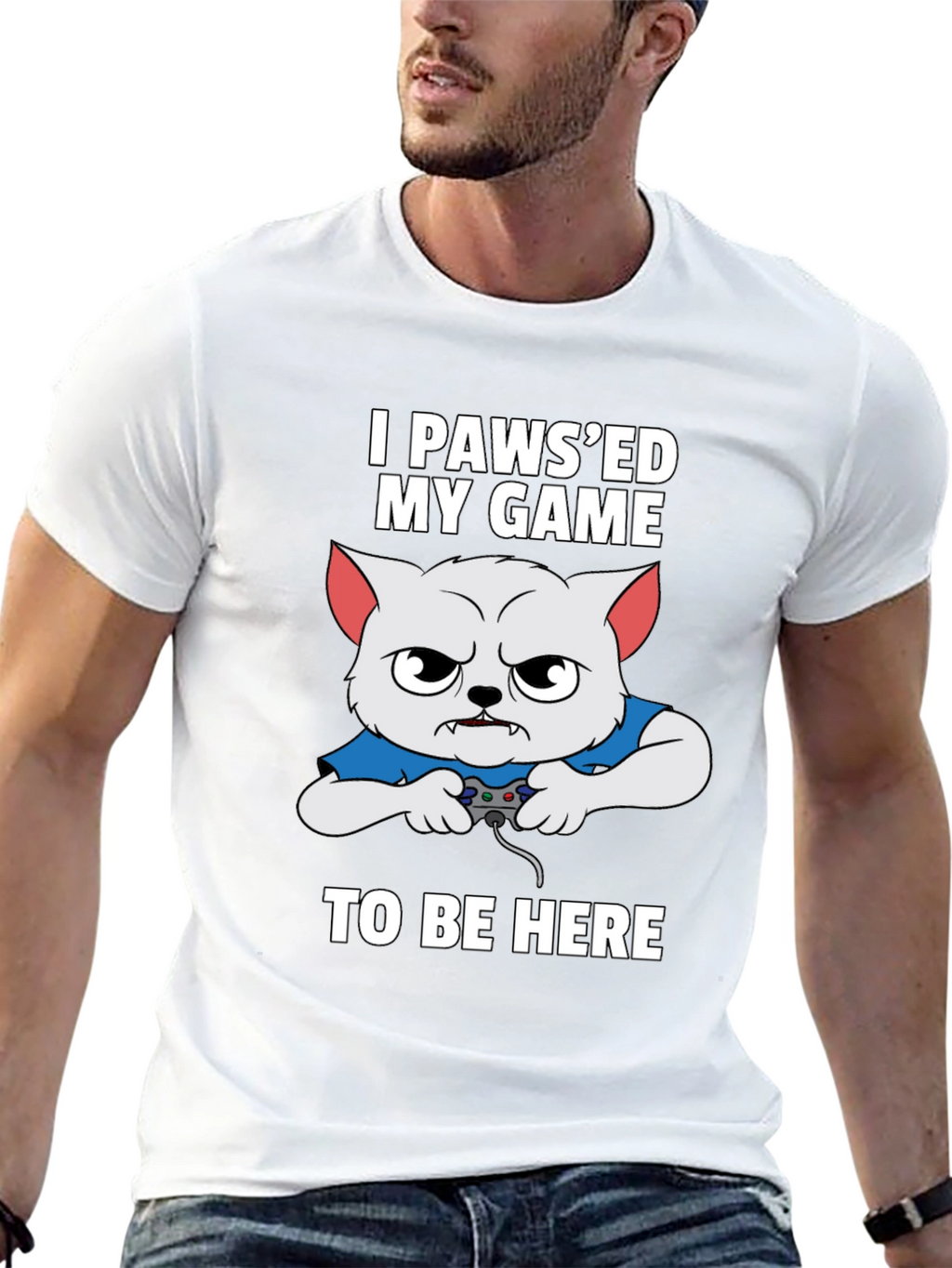 I Pawsed My Game Gamer Cat T-Shirt