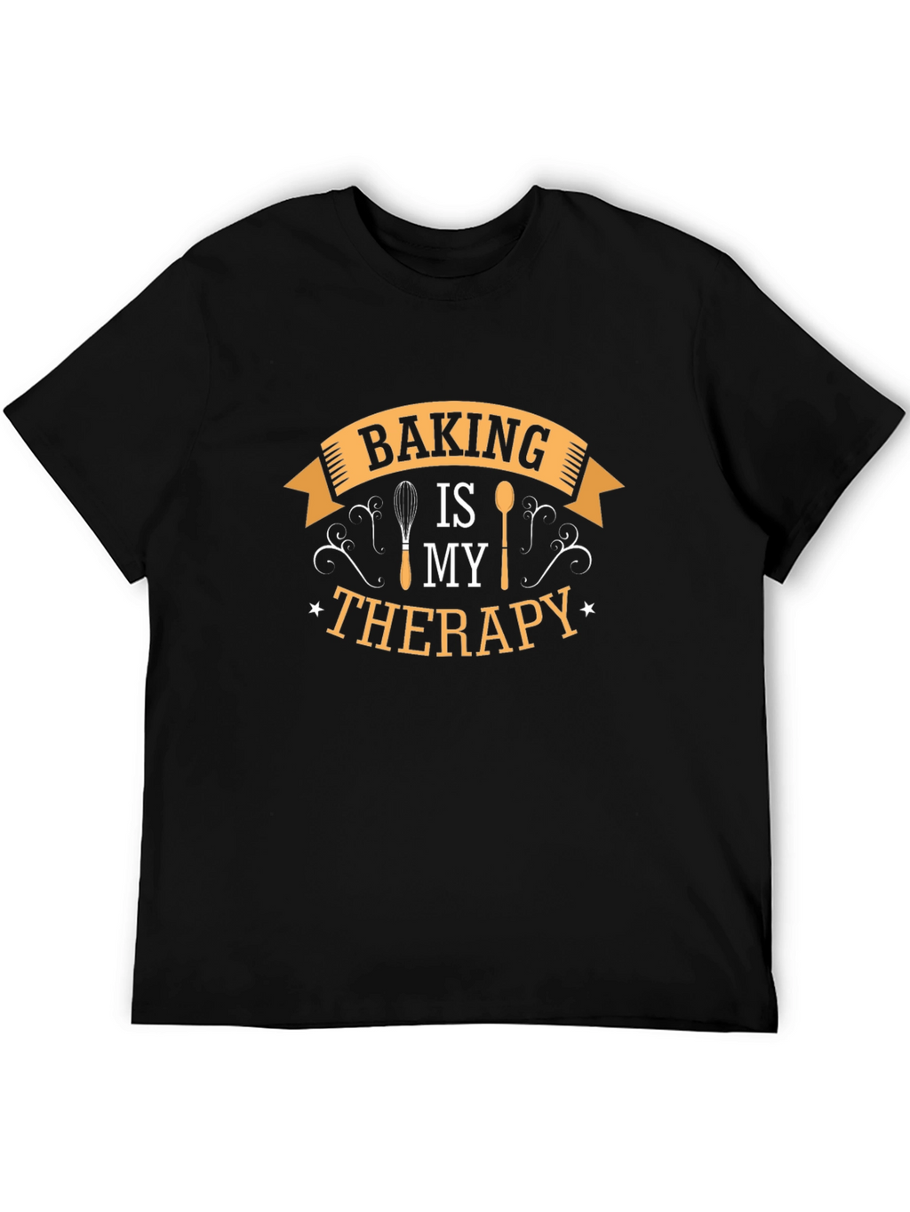 Baking is My Therapy Black Cotton T-Shirt