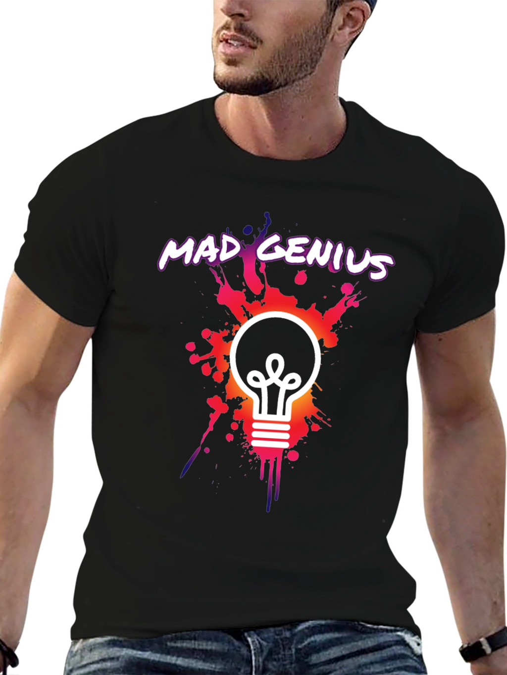 Mad Genius Graphic Tee - Unique Lightbulb Design