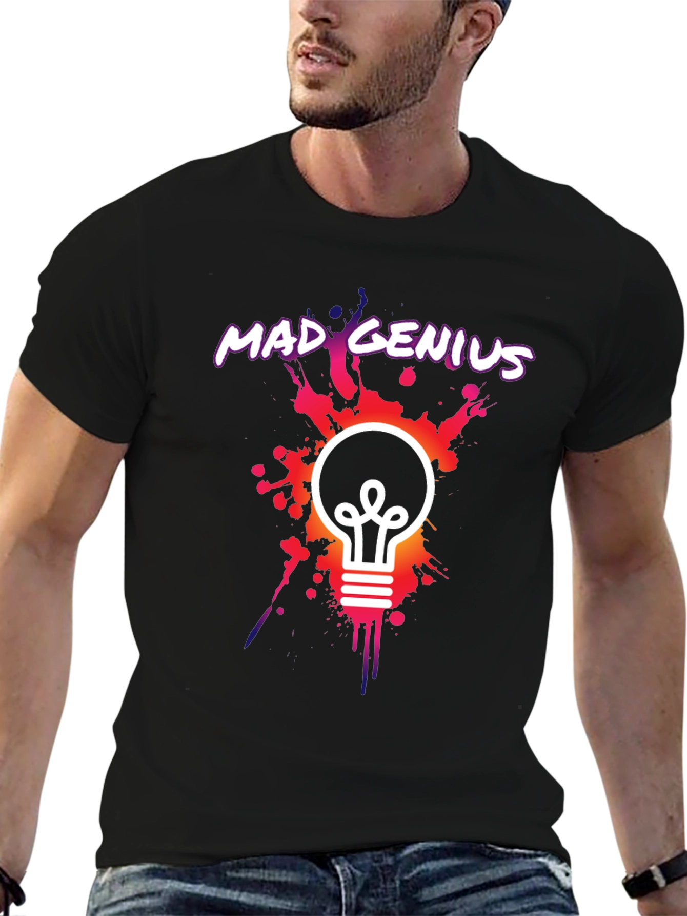 Mad Genius Graphic Tee - Unique Lightbulb Design