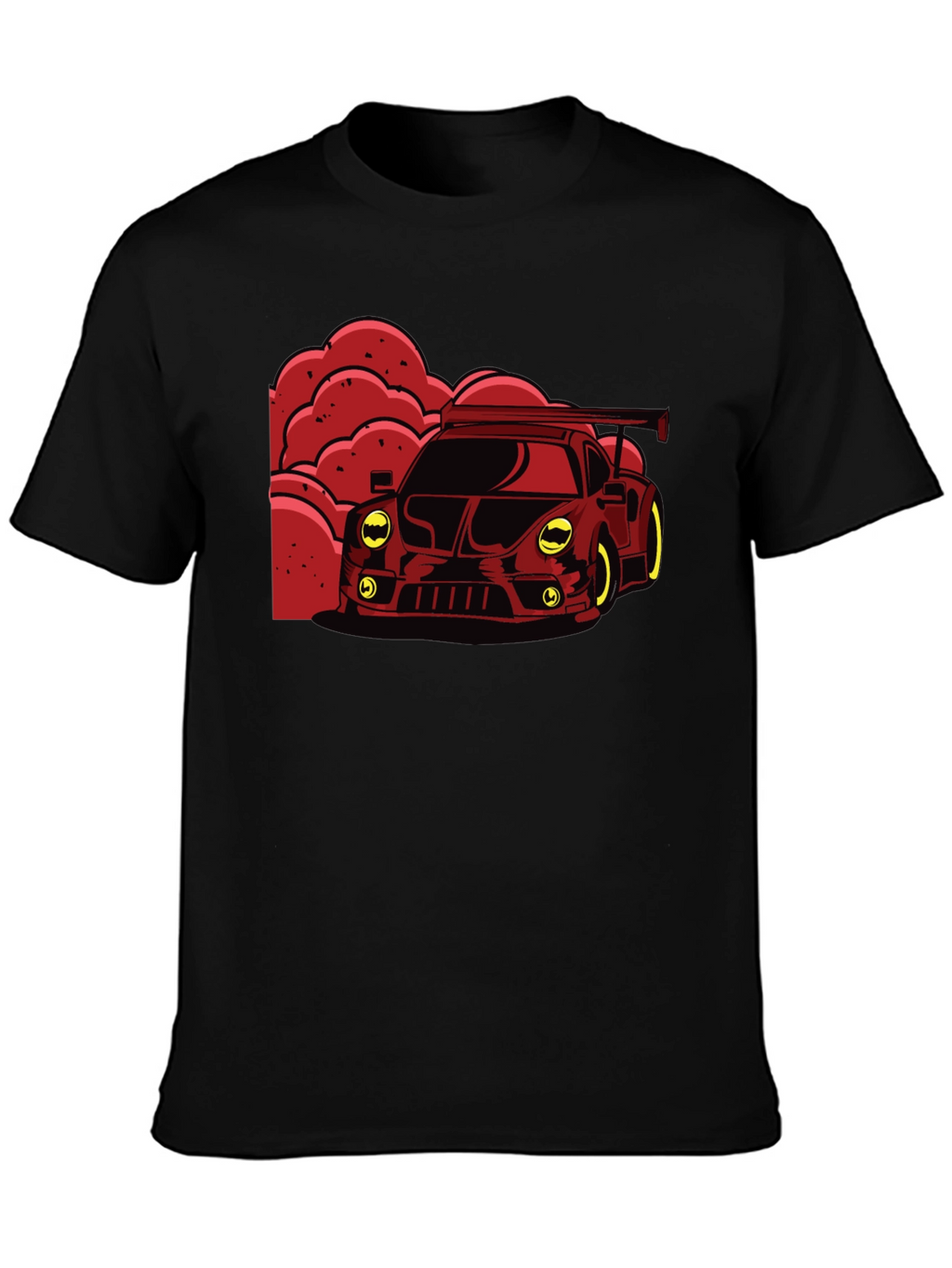 Red Race Car Graphic Black T-Shirt