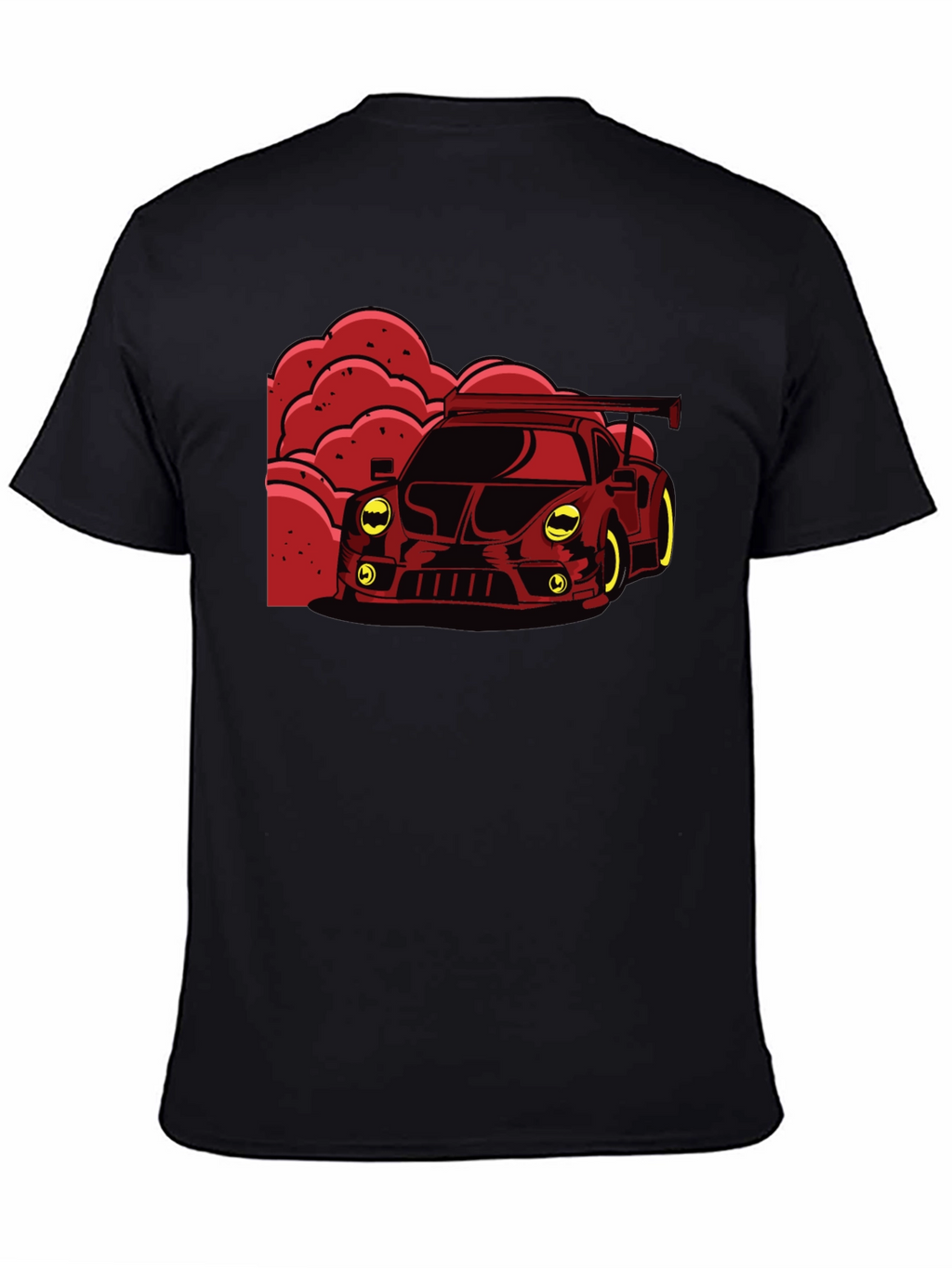 Red Race Car Graphic Black T-Shirt