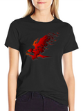 Fiery Phoenix Graphic Black T-Shirt
