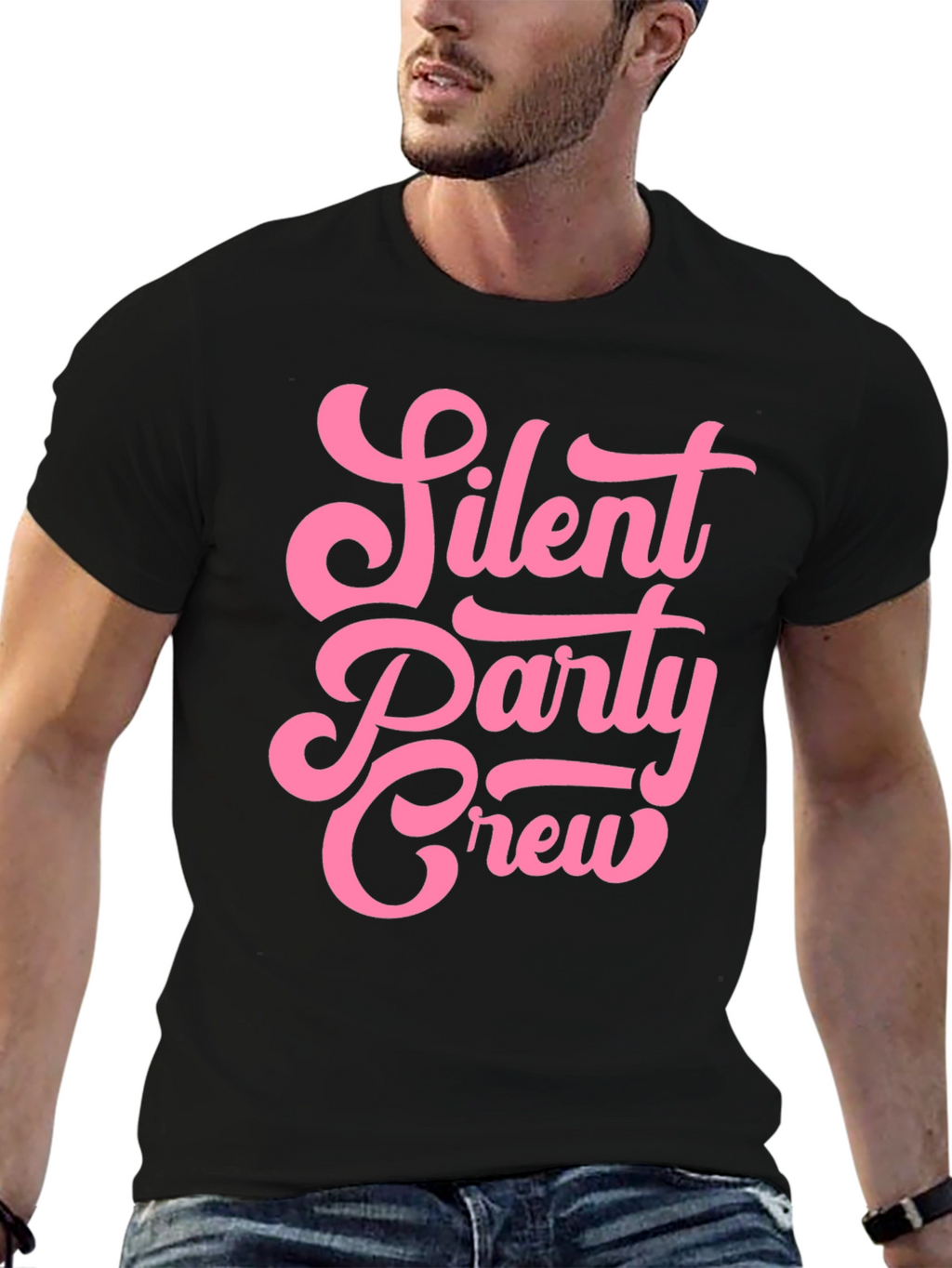 Silent Party Crew Black Graphic T-Shirt