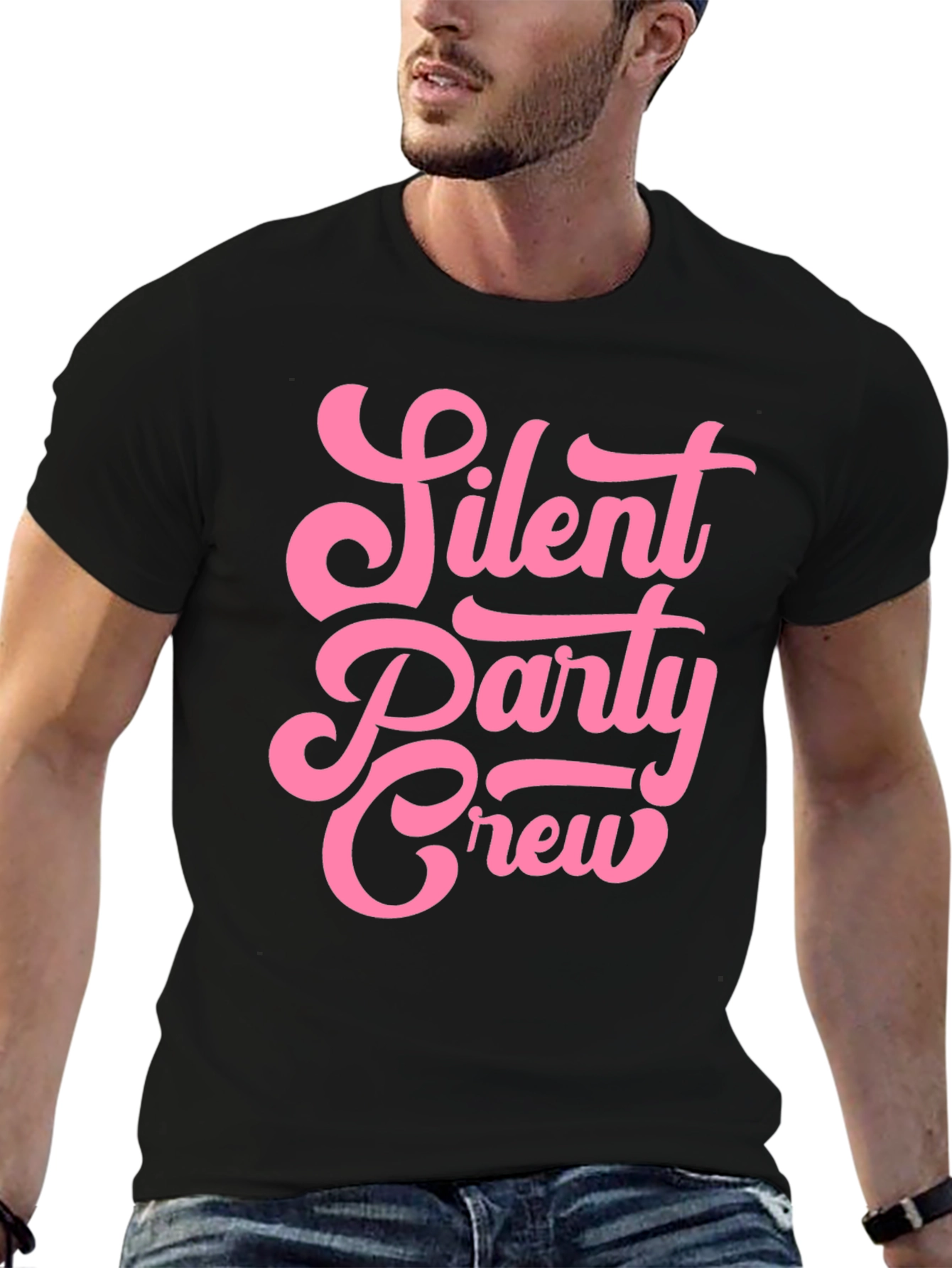 Silent Party Crew Black Graphic T-Shirt