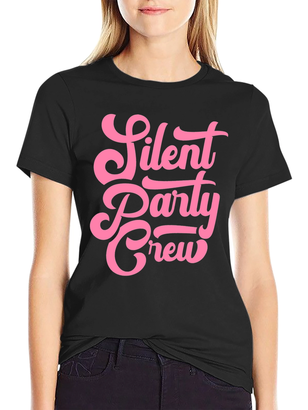 Silent Party Crew Black Graphic T-Shirt