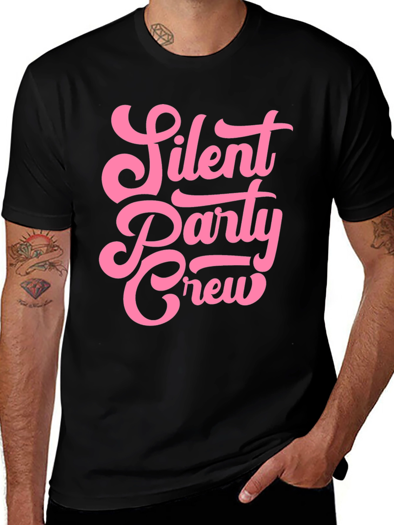 Silent Party Crew Black Graphic T-Shirt